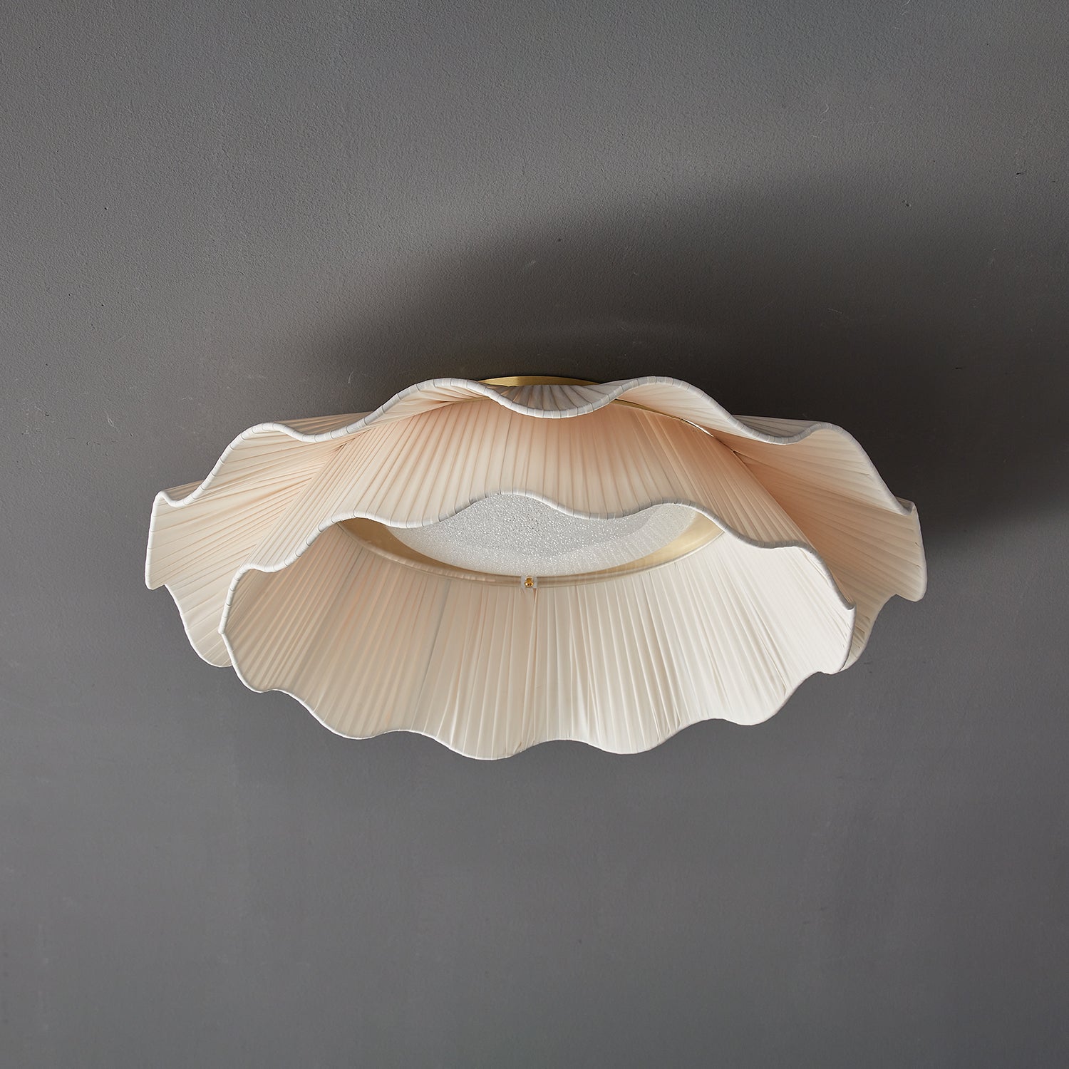 Mylirira Premium Elegance Wave Brass Fabric Ceiling Lamp-Neutral Decor