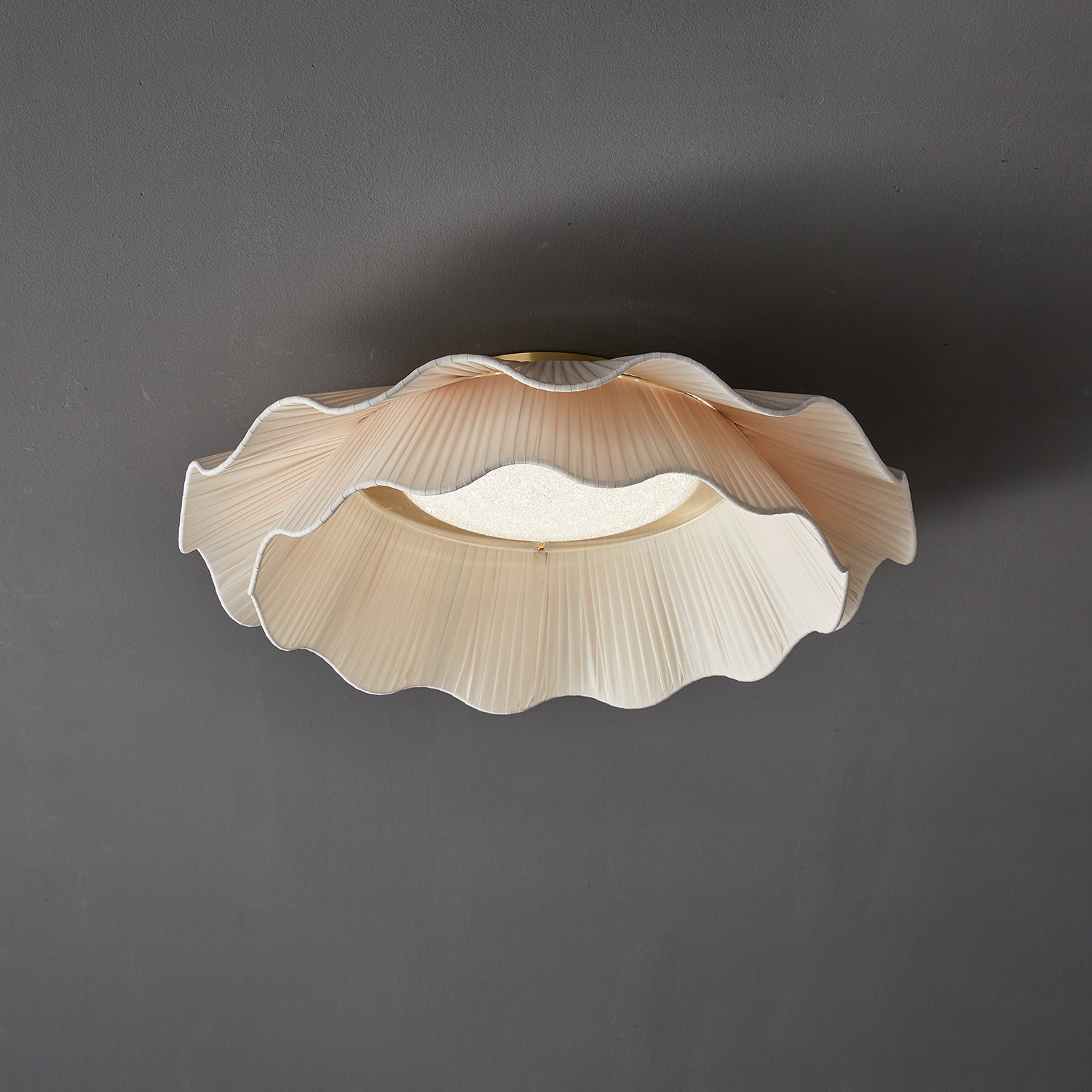 Mylirira Premium Elegance Wave Brass Fabric Ceiling Lamp-Neutral Decor