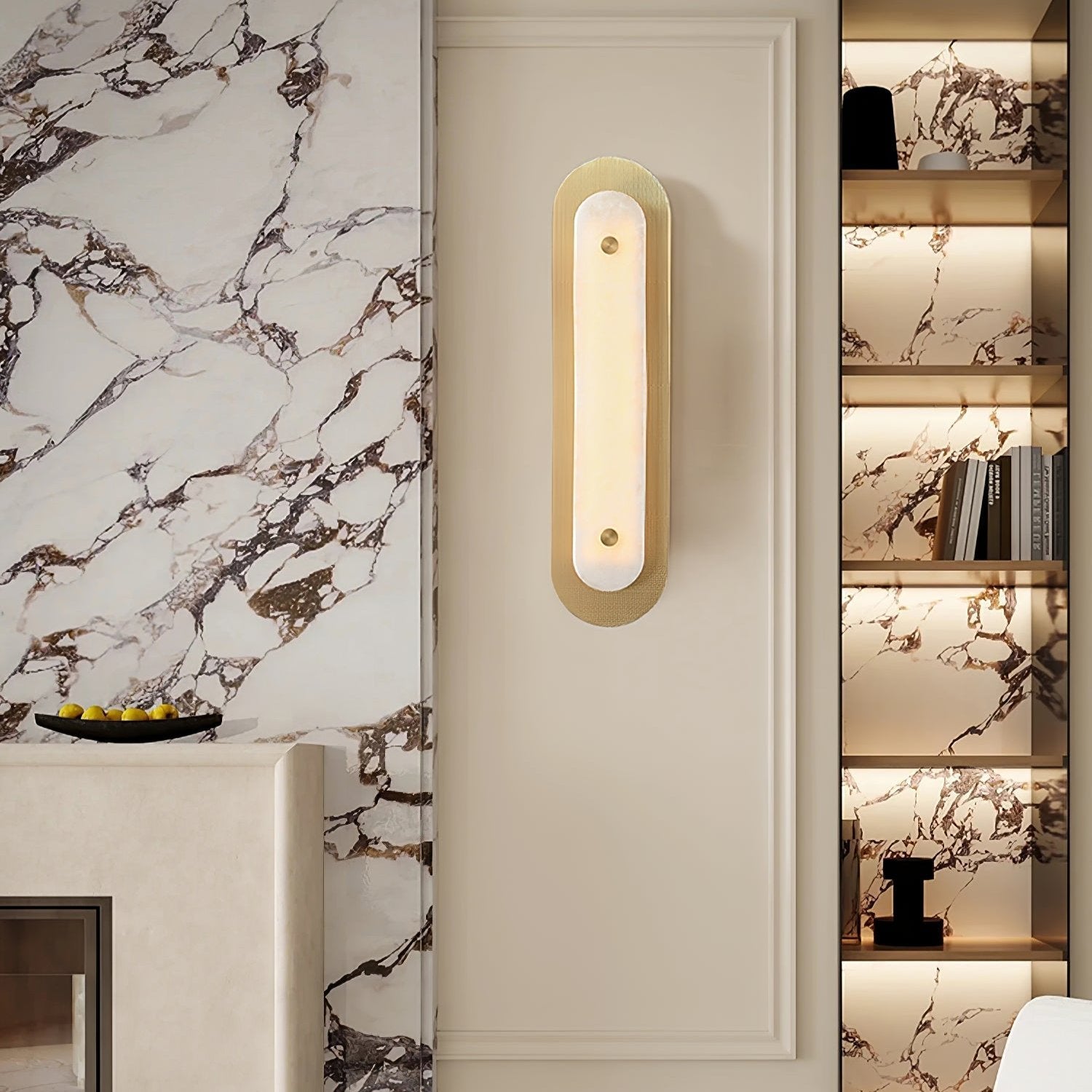Celaeeth Oval Alabaster Wall Light-Neutral Decor
