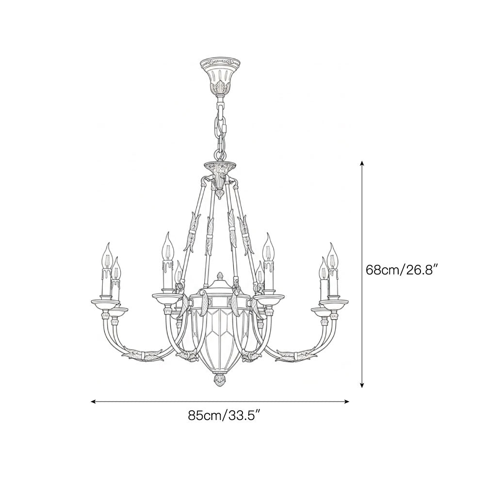 The Ashford Chandelier hanging in a grand foyer with high ceilings.