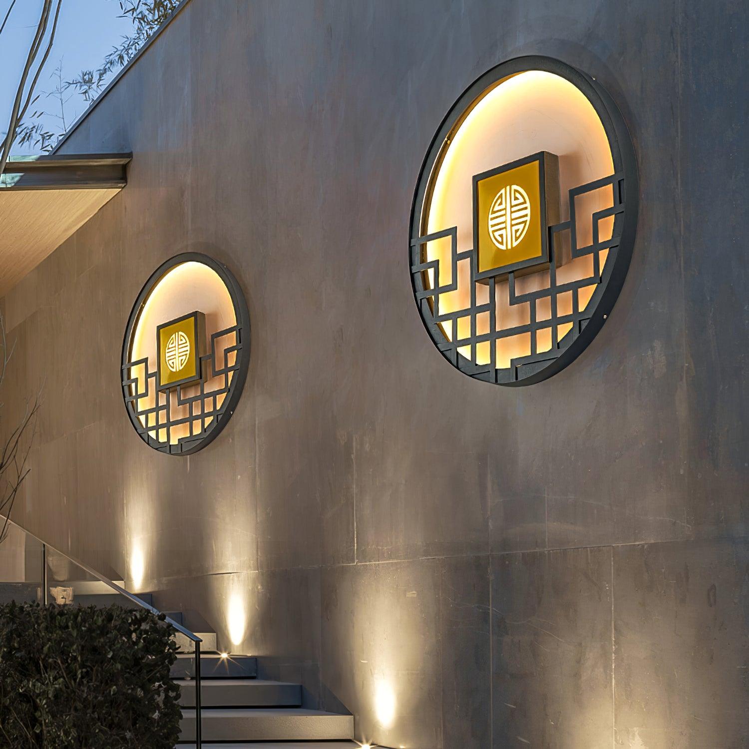 Alzoror Nordic Art Round Outdoor Wall Light-Neutral Decor