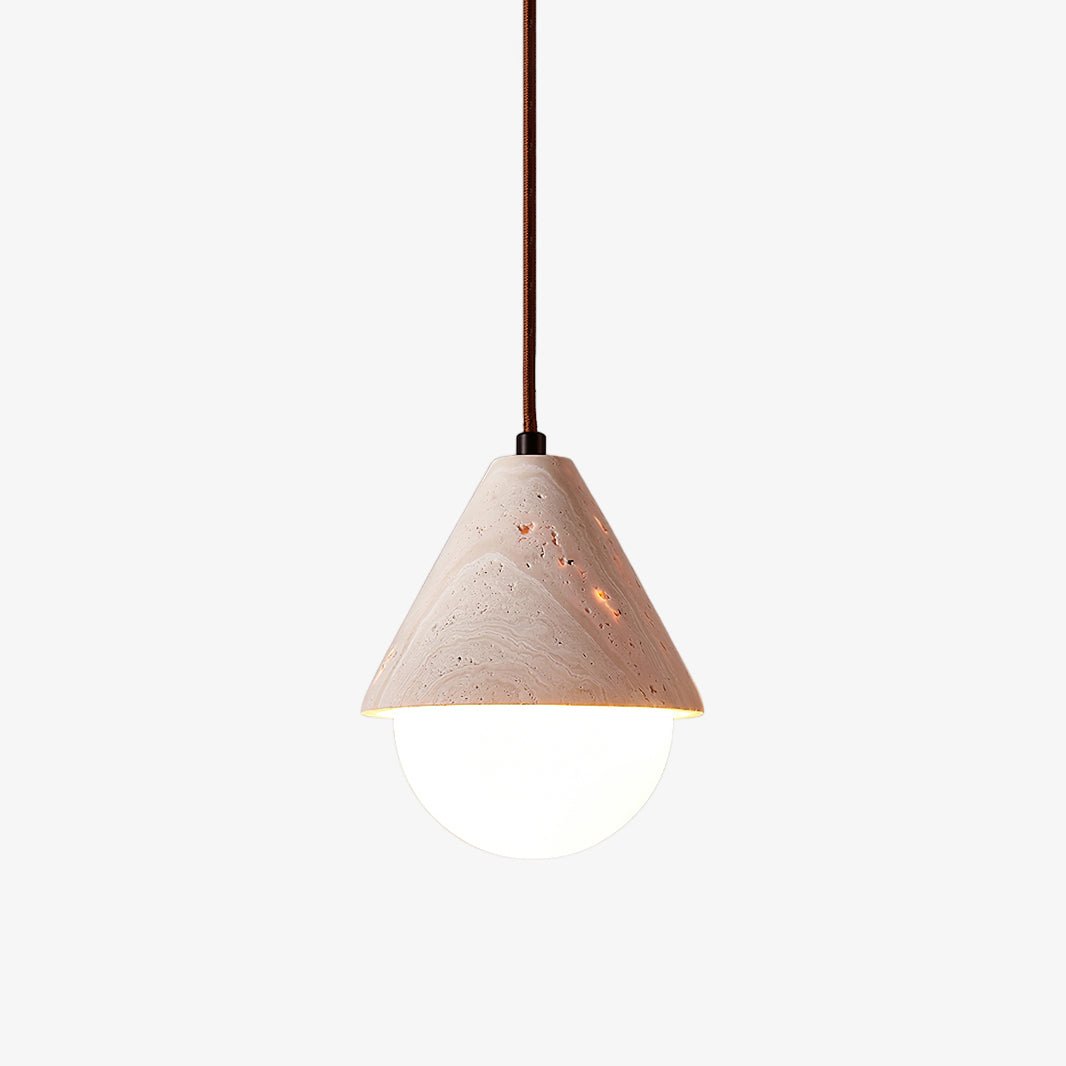 Novenq Cone Hemisphere Travertine Pendant Light-Neutral Decor