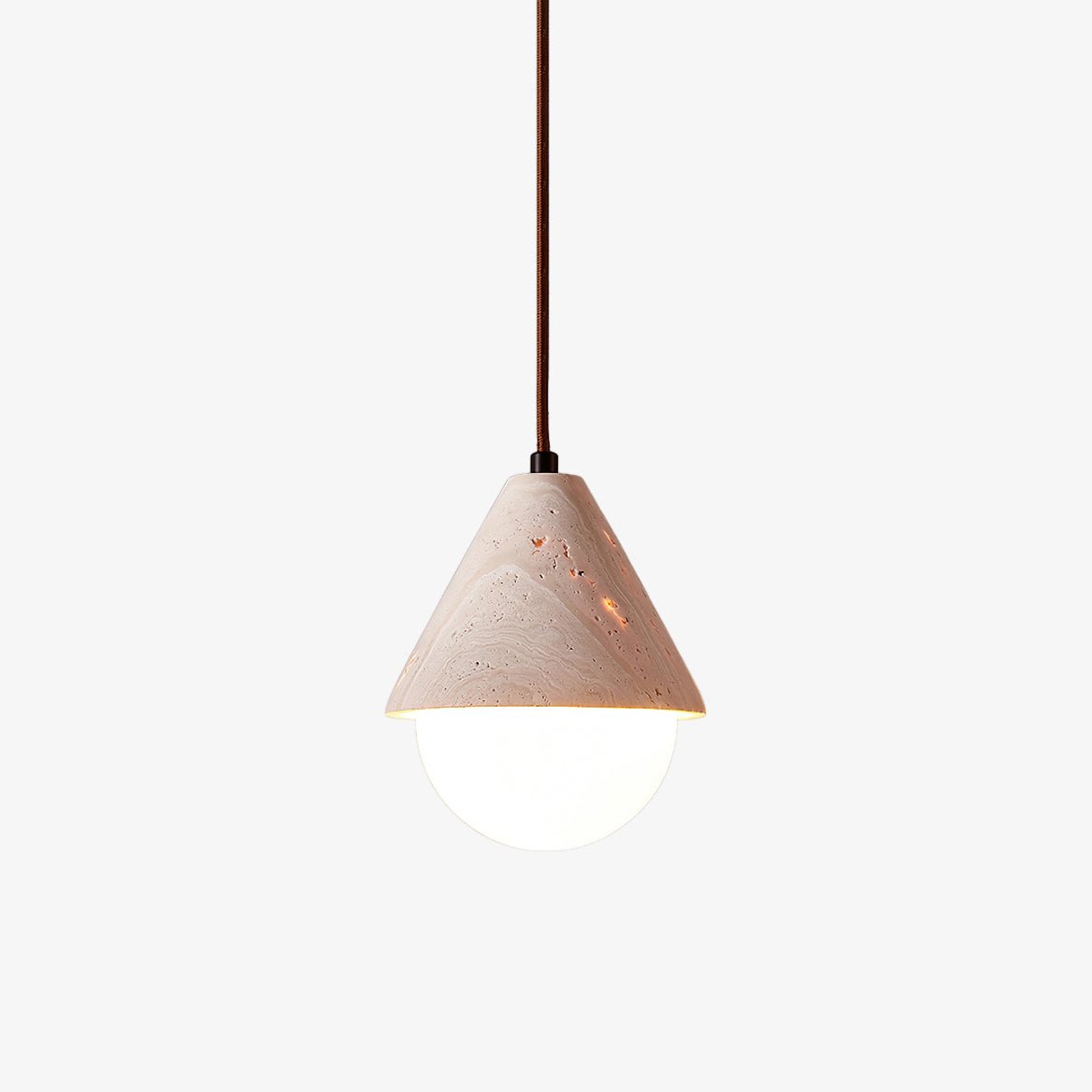 Novenq Cone Hemisphere Travertine Pendant Light-Neutral Decor