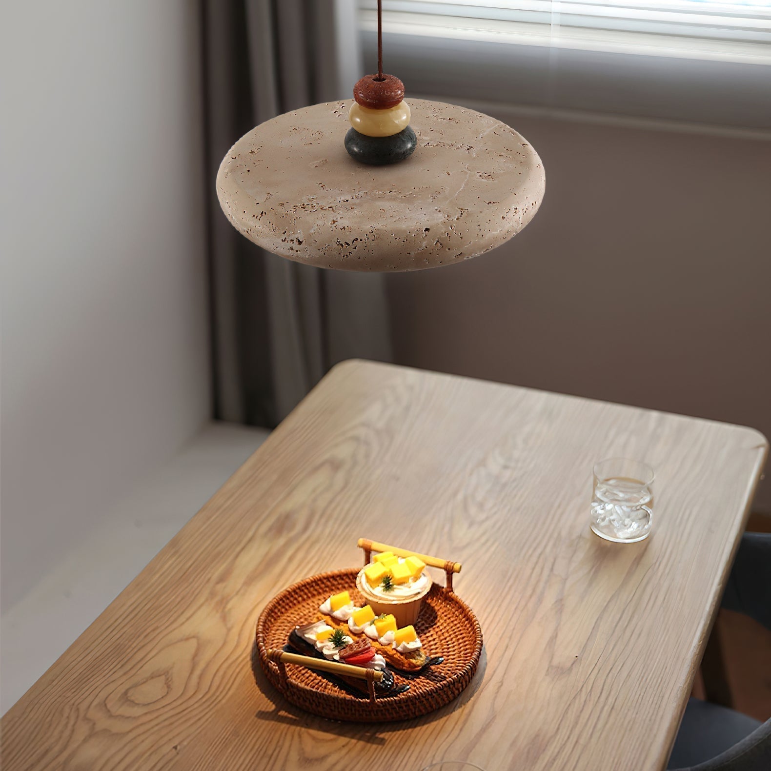 Tinon Pendant Lamp Yellow travertine Marble