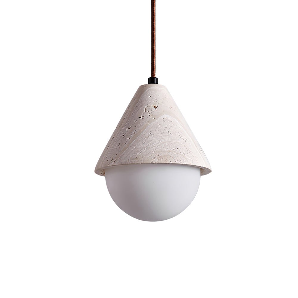 Novenq Cone Hemisphere Travertine Pendant Light-Neutral Decor