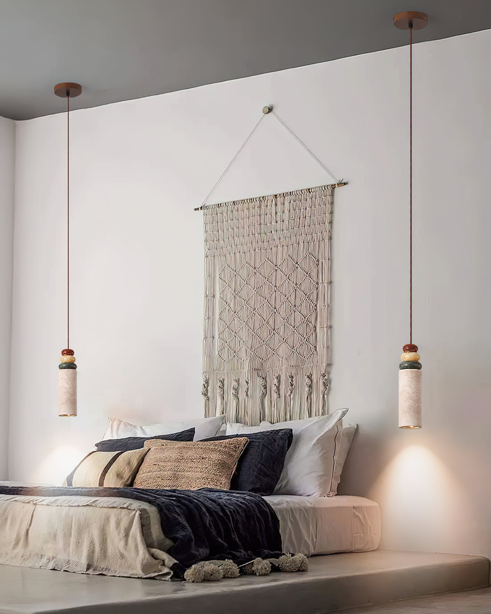Tinon Pendant Lamp Yellow travertine Marble