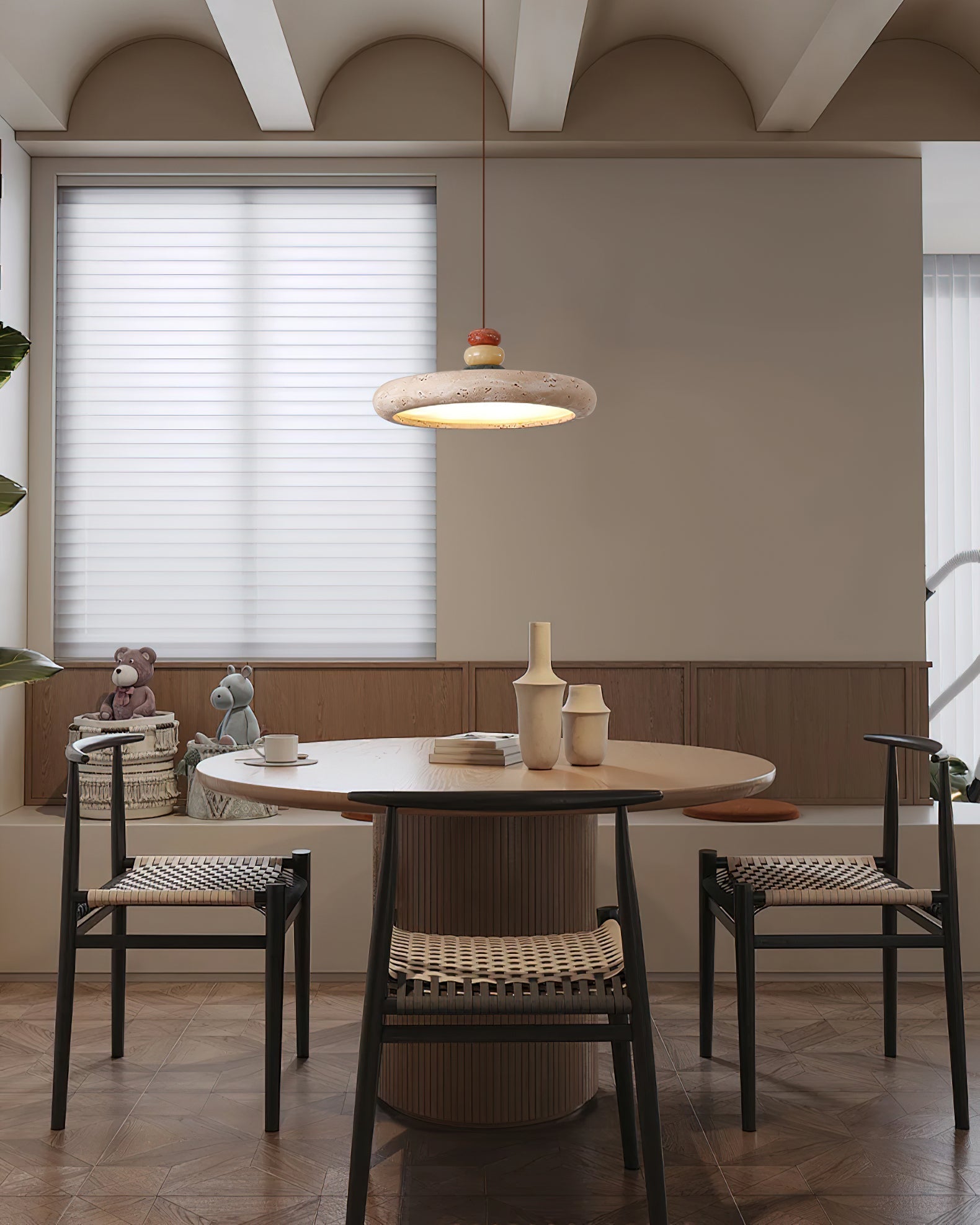 Auron Pendant Lamp Yellow travertine Marble-Neutral Decor