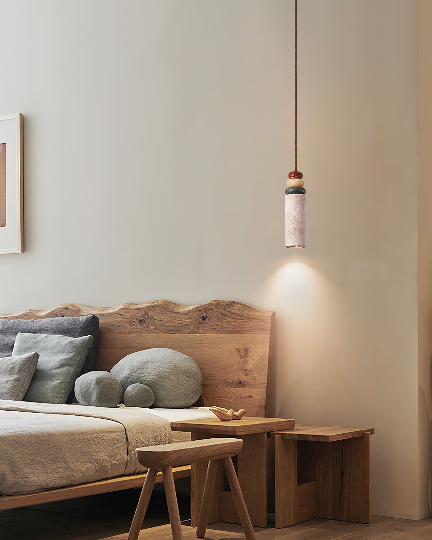 Auron Pendant Lamp Yellow travertine Marble-Neutral Decor