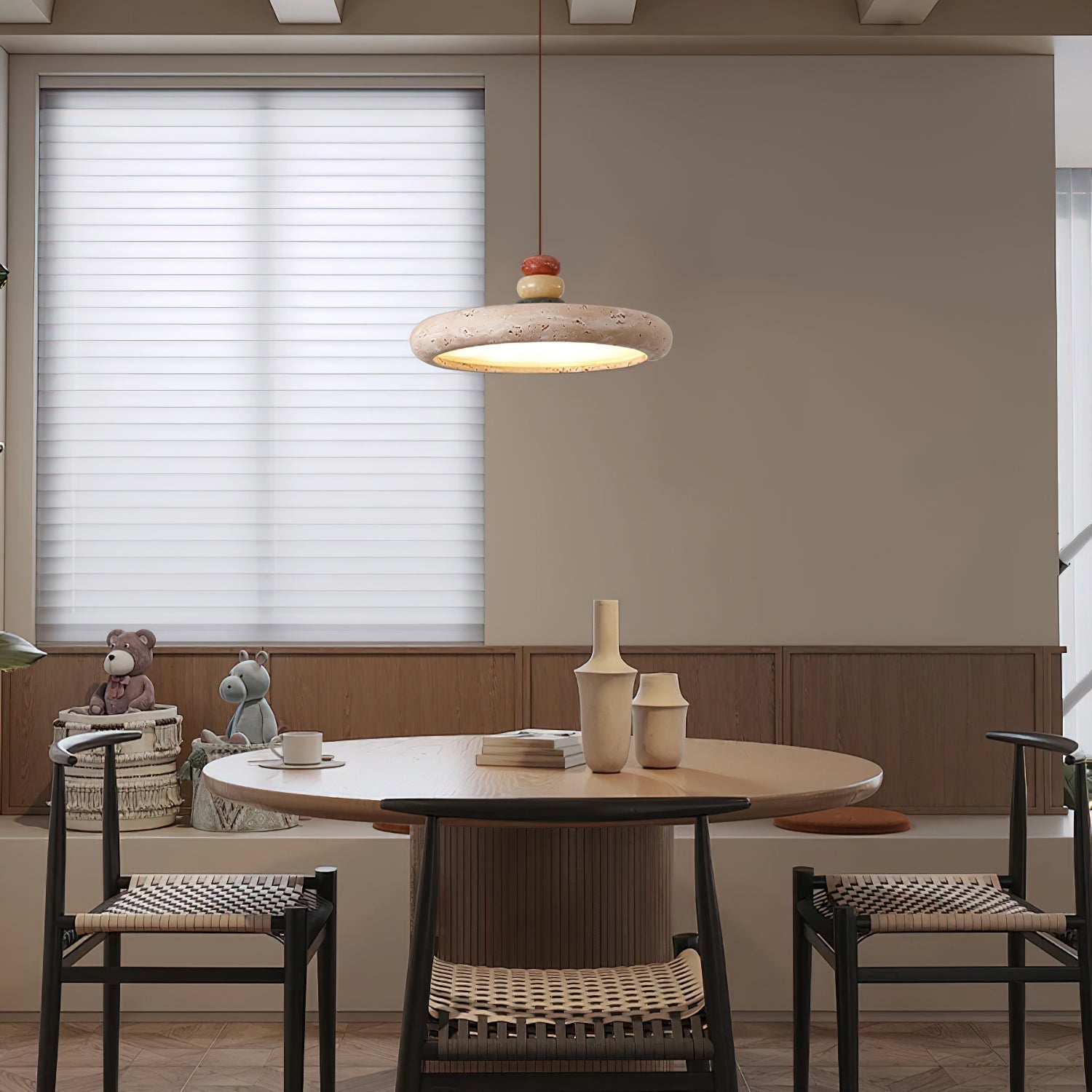 Auron Pendant Lamp Yellow travertine Marble-Neutral Decor