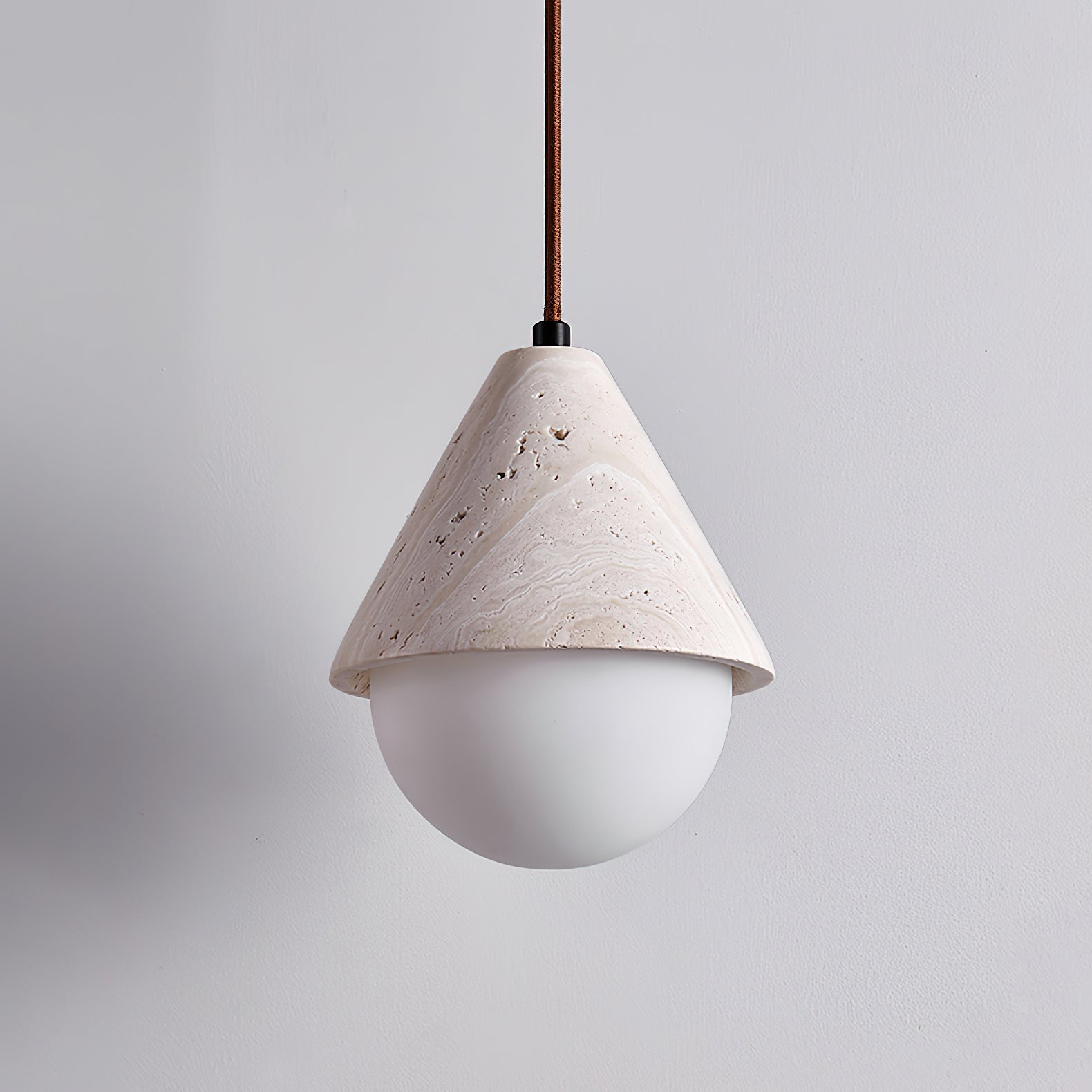 Novenq Cone Hemisphere Travertine Pendant Light-Neutral Decor