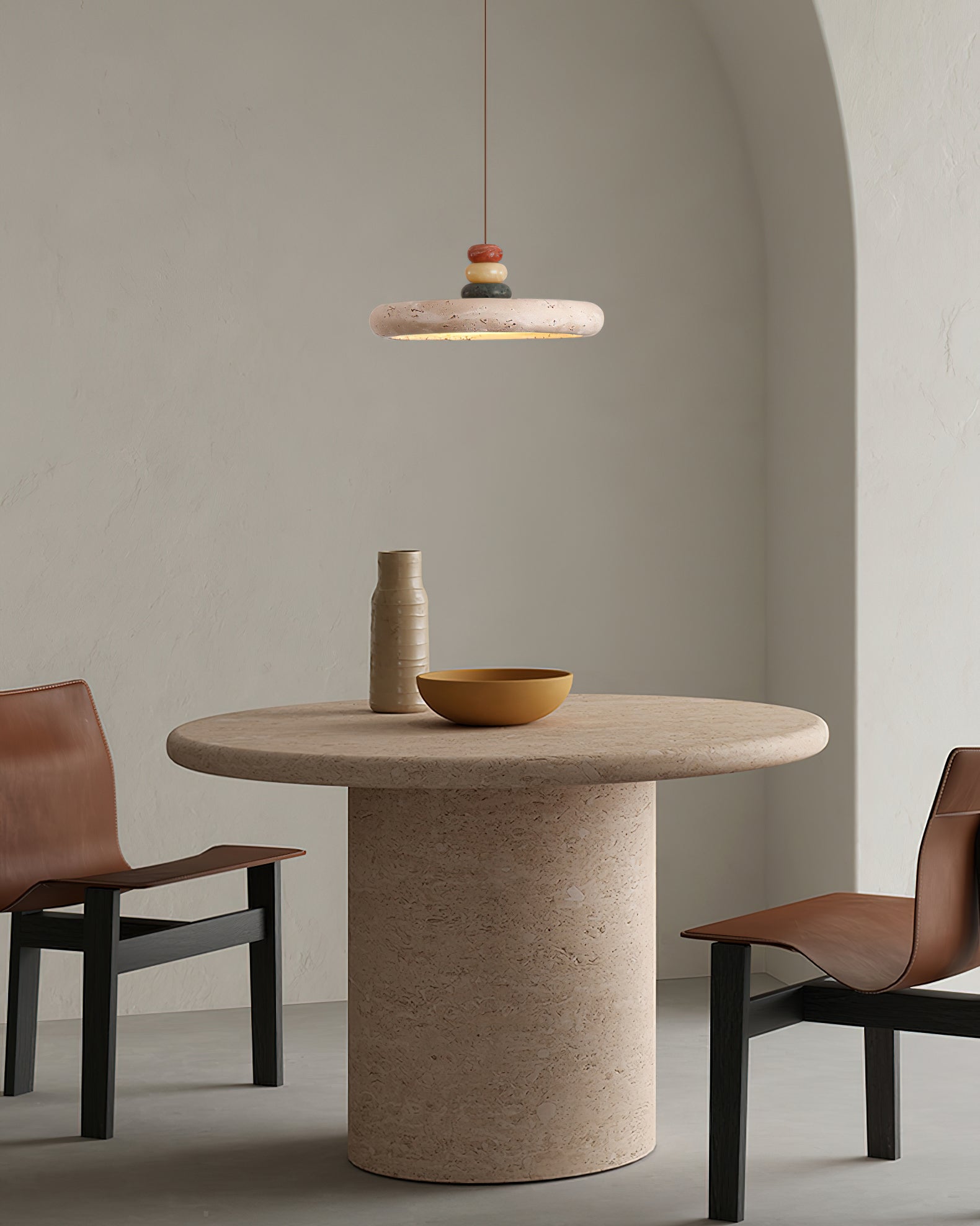 Auron Pendant Lamp Yellow travertine Marble-Neutral Decor