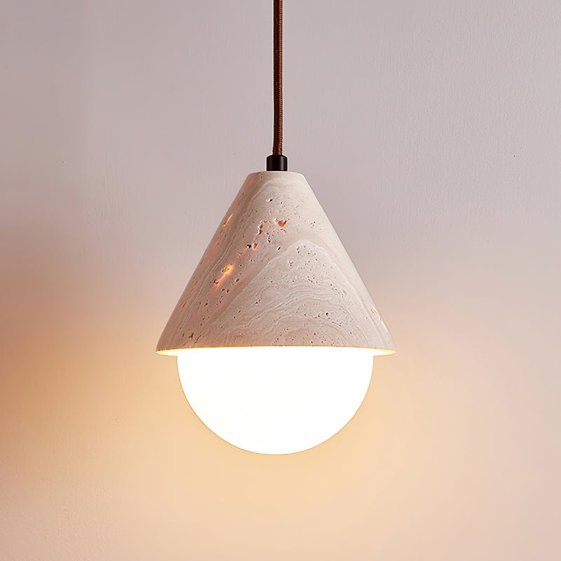 Novenq Cone Hemisphere Travertine Pendant Light-Neutral Decor