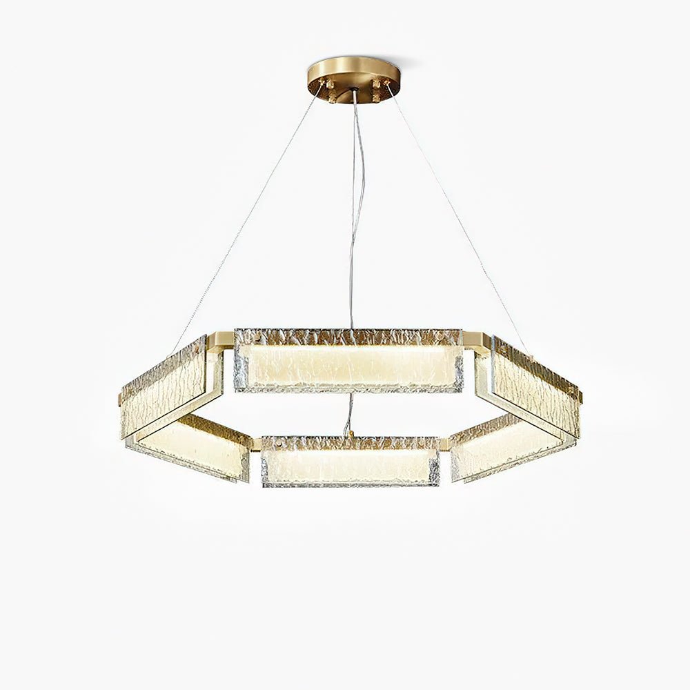 Hexa Luxury Glass LED Chandelier-Neutral Decor
