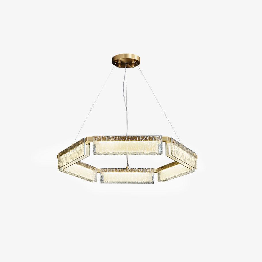 Hexa Luxury Glass LED Chandelier-Neutral Decor