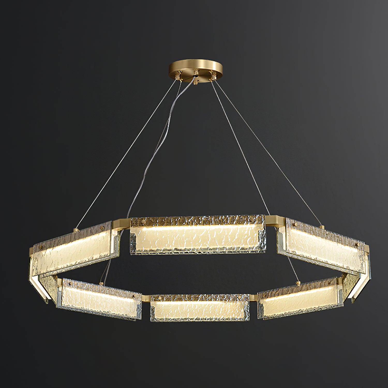 Hexa Luxury Glass LED Chandelier-Neutral Decor