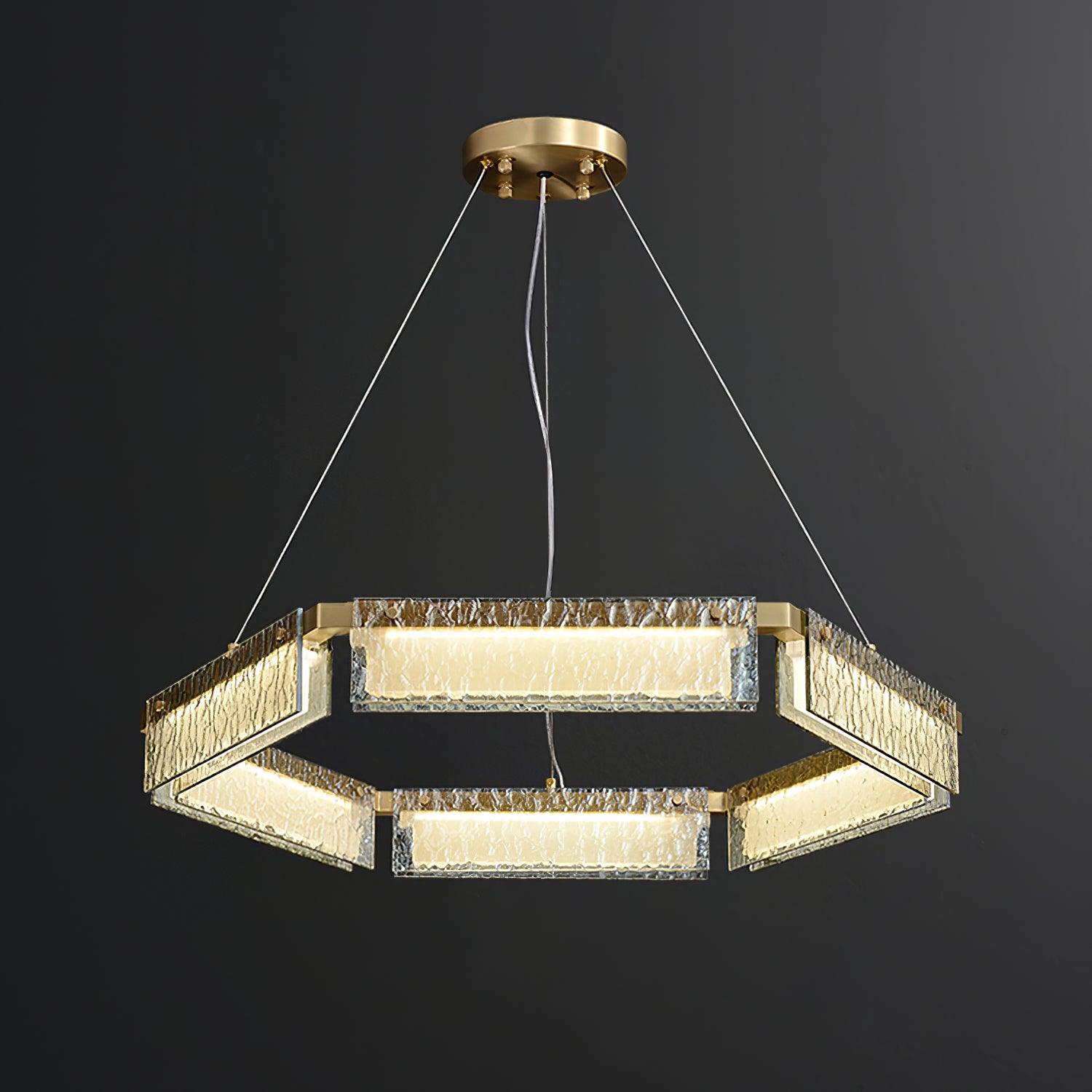 Hexa Luxury Glass LED Chandelier-Neutral Decor