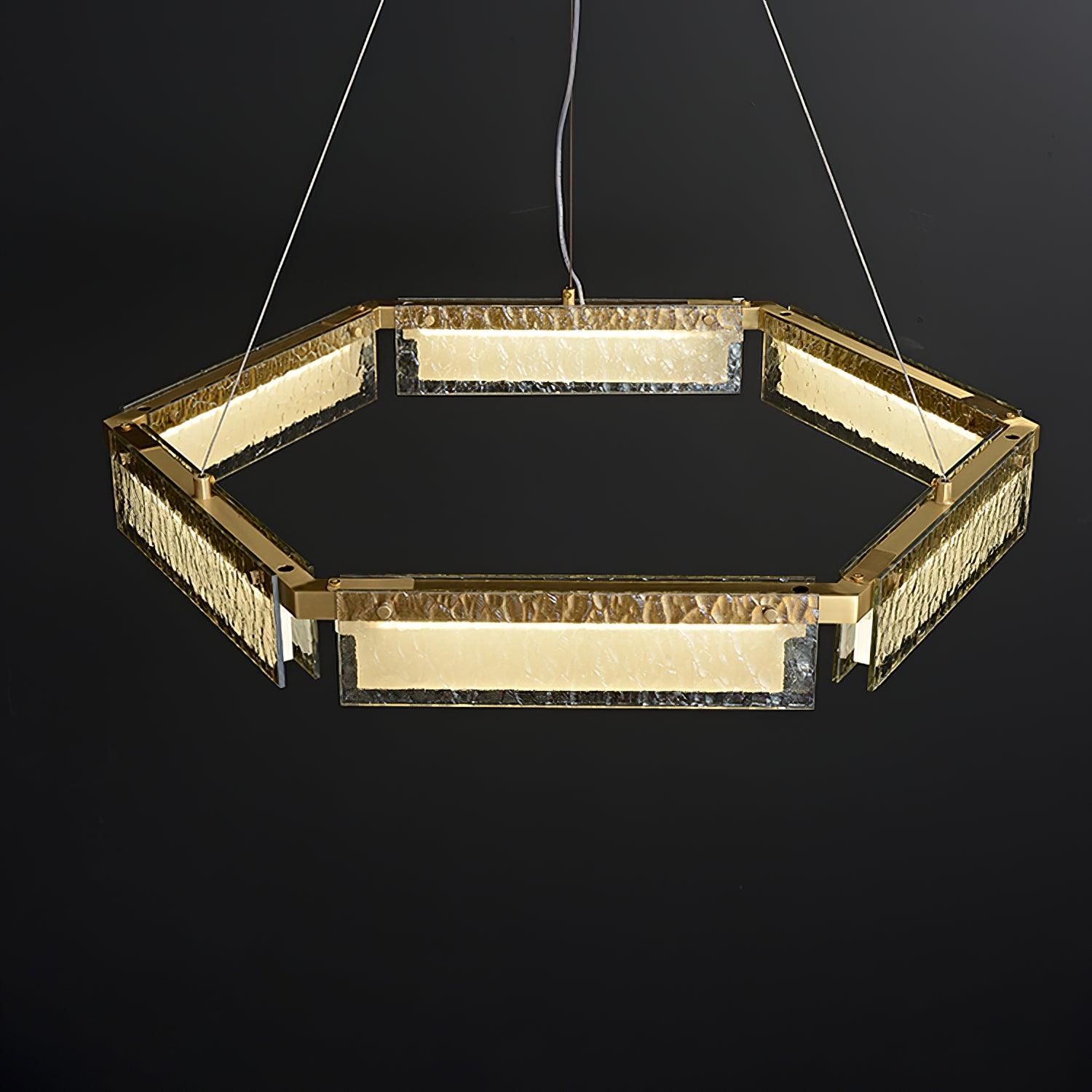 Hexa Luxury Glass LED Chandelier-Neutral Decor