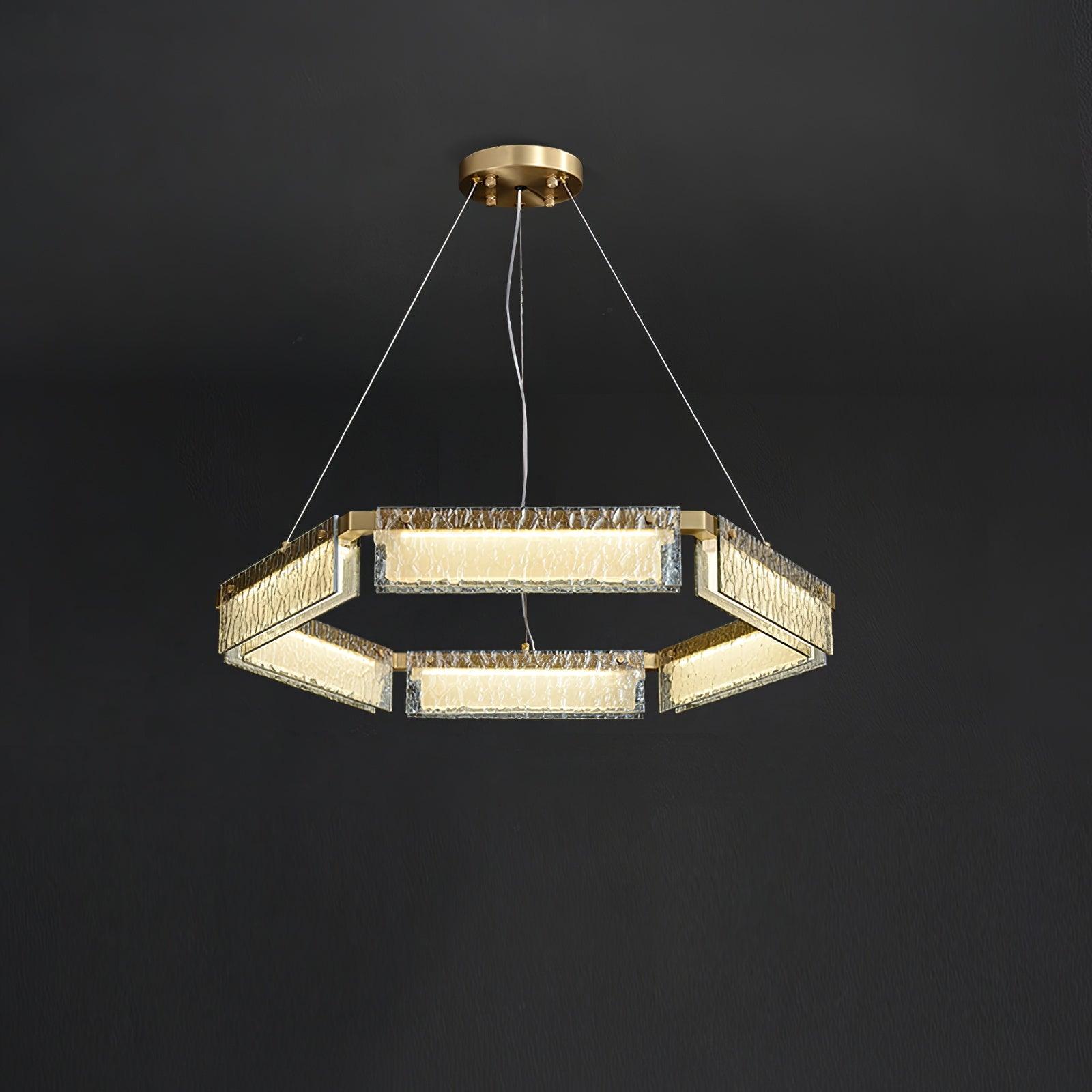 Hexa Luxury Glass LED Chandelier-Neutral Decor