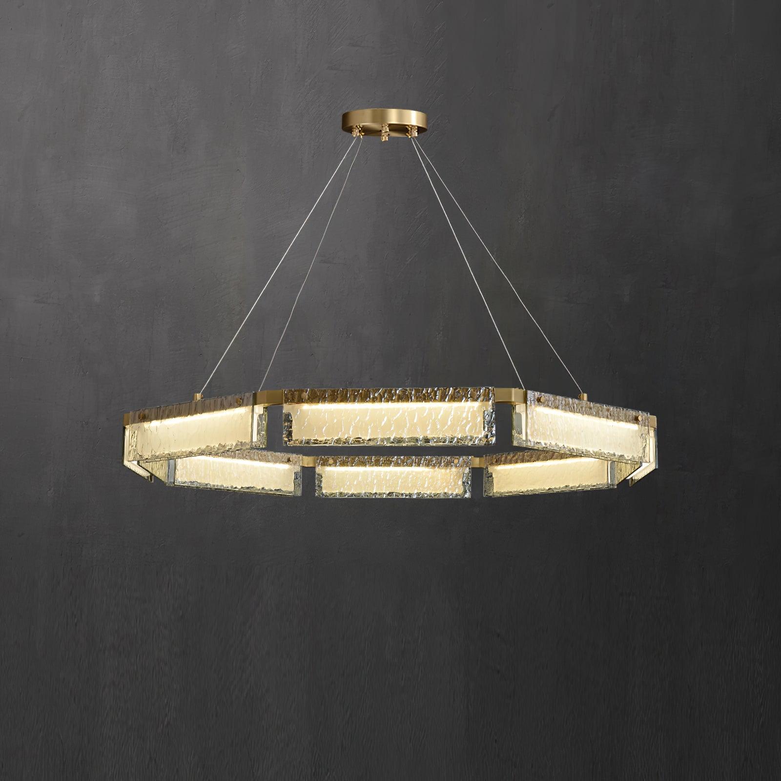 Hexa Luxury Glass LED Chandelier-Neutral Decor