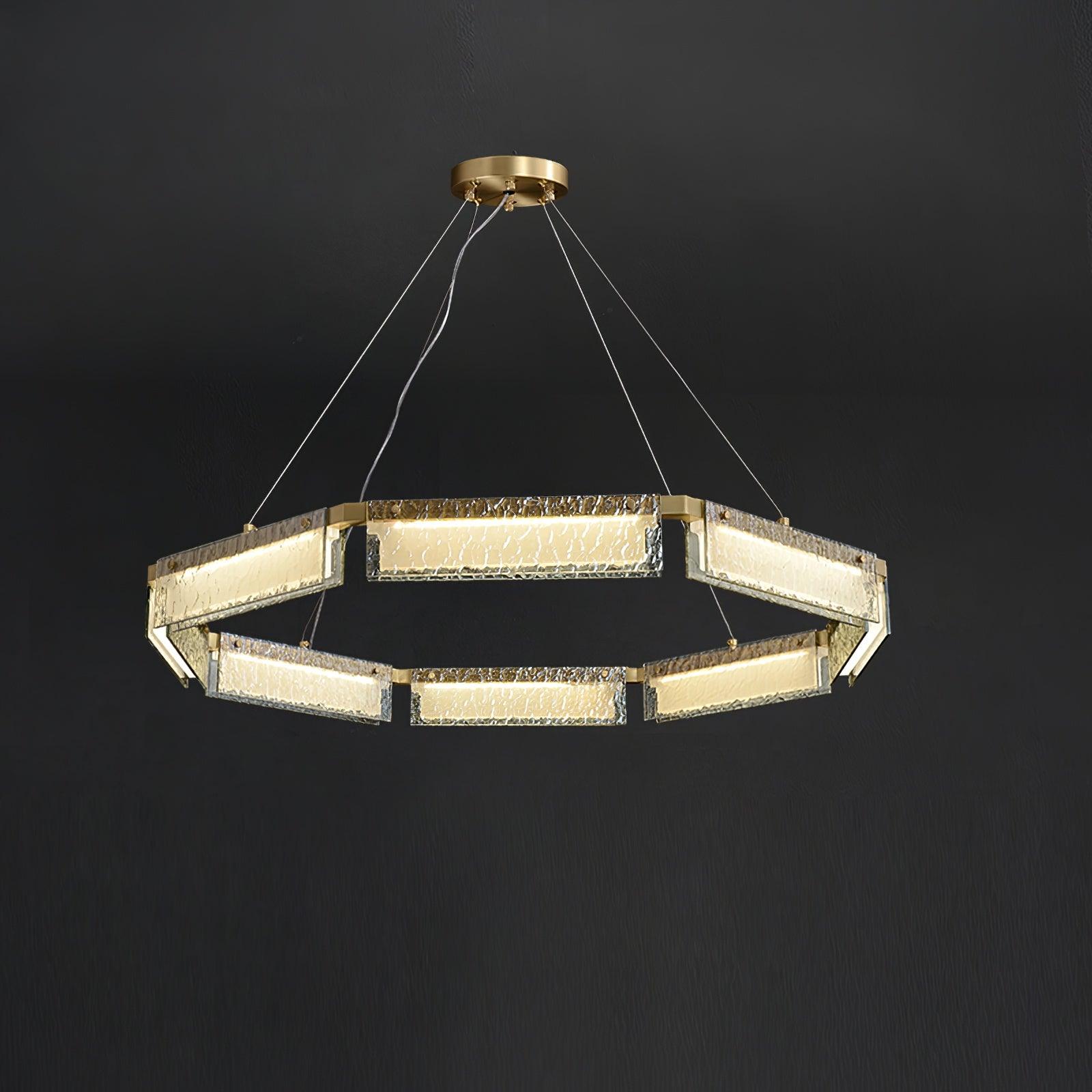 Hexa Luxury Glass LED Chandelier-Neutral Decor