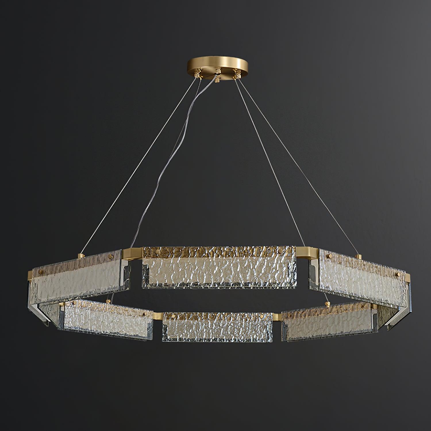 Hexa Luxury Glass LED Chandelier-Neutral Decor