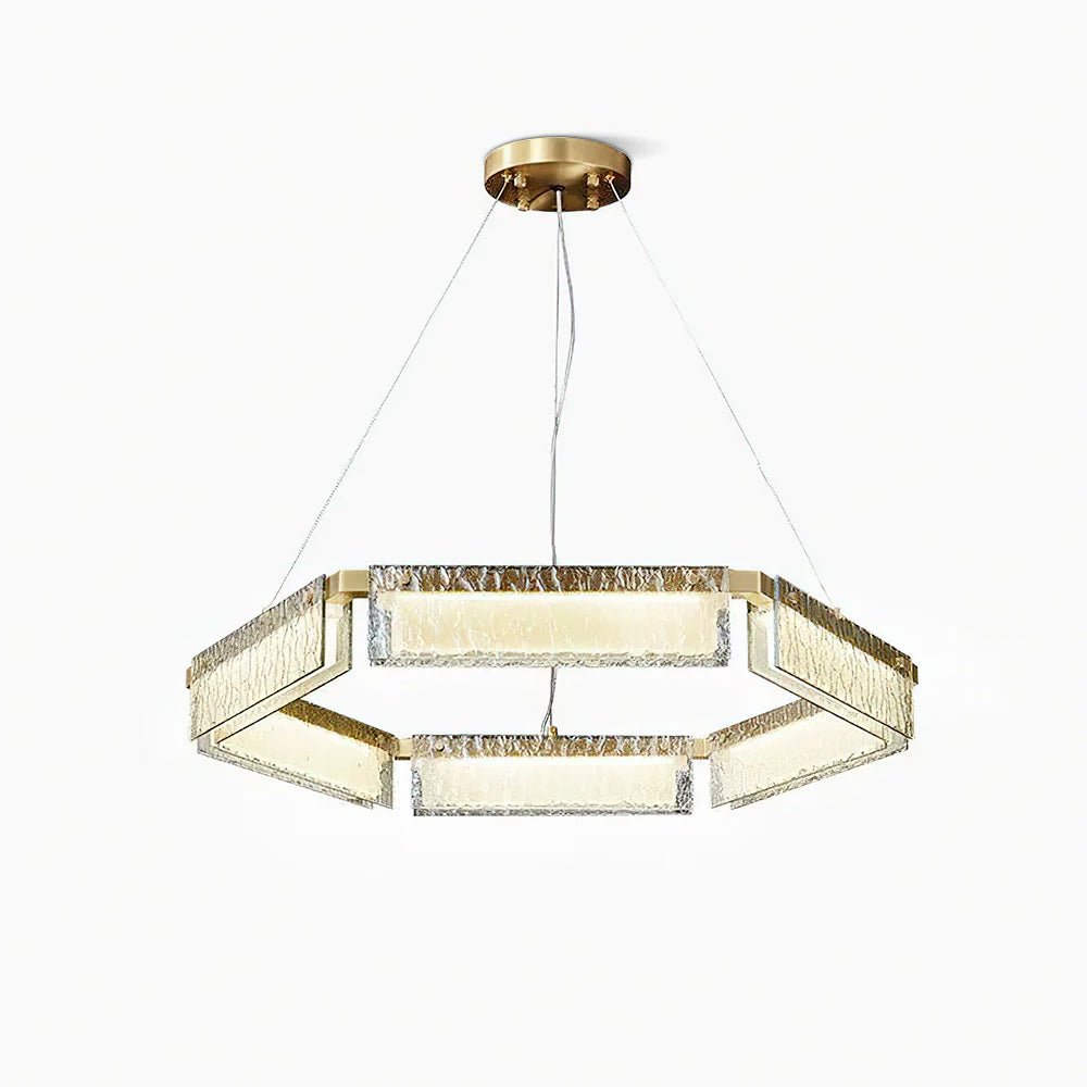 Hexa Luxury Glass LED Chandelier-Neutral Decor