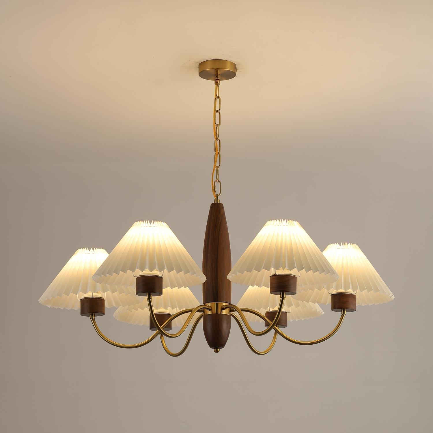 Lustra Chandelier Walnut Brass Elegant-Neutral Decor