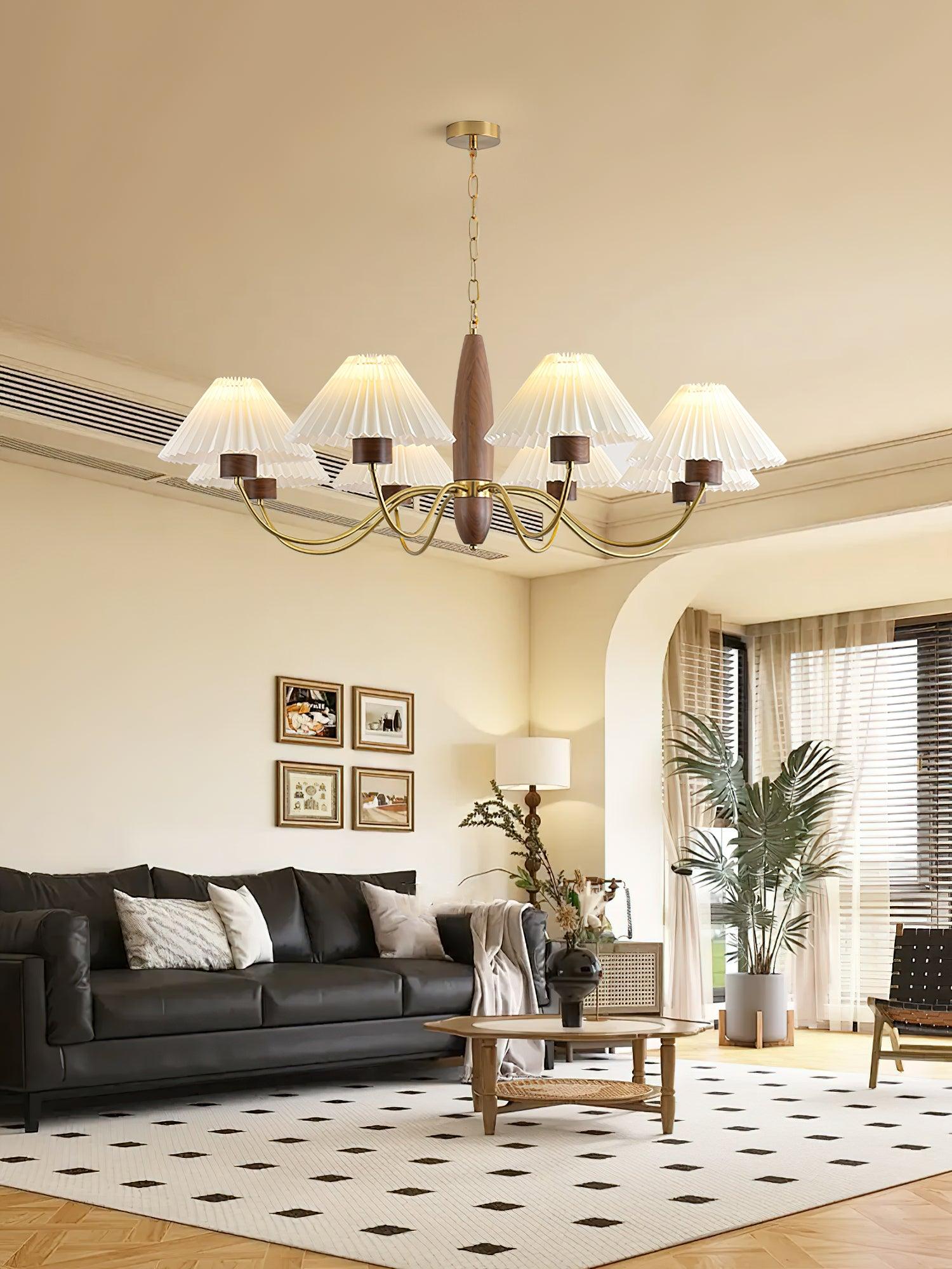 Lustra Chandelier Walnut Brass Elegant-Neutral Decor