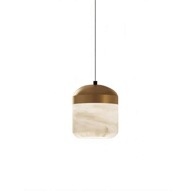 Asta Alabaster Pendant Lamp, nickel finish, over a kitchen counter.