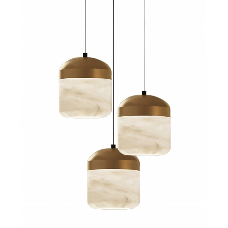 Asta Alabaster Pendant Lamp, six-head cluster, close-up.