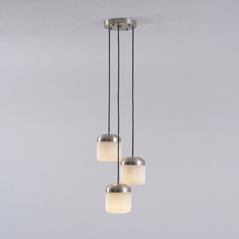 Asta Alabaster Pendant Lamp, white finish, in a bright hallway.
