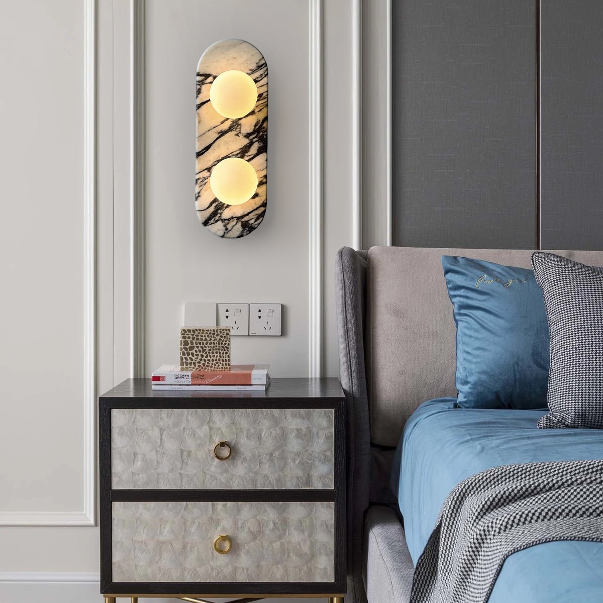 Dunoir Elegance Unique Glass Marble Wall Lamp-Neutral Decor