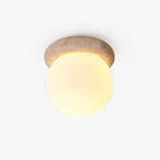 Colaeiel Disc-Globe Travertine Ceiling Light-Neutral Decor