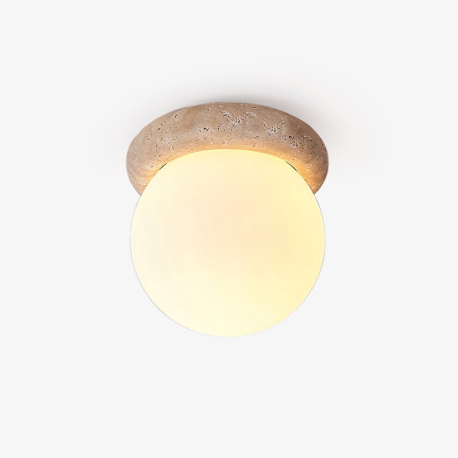 Colaeiel Disc-Globe Travertine Ceiling Light-Neutral Decor