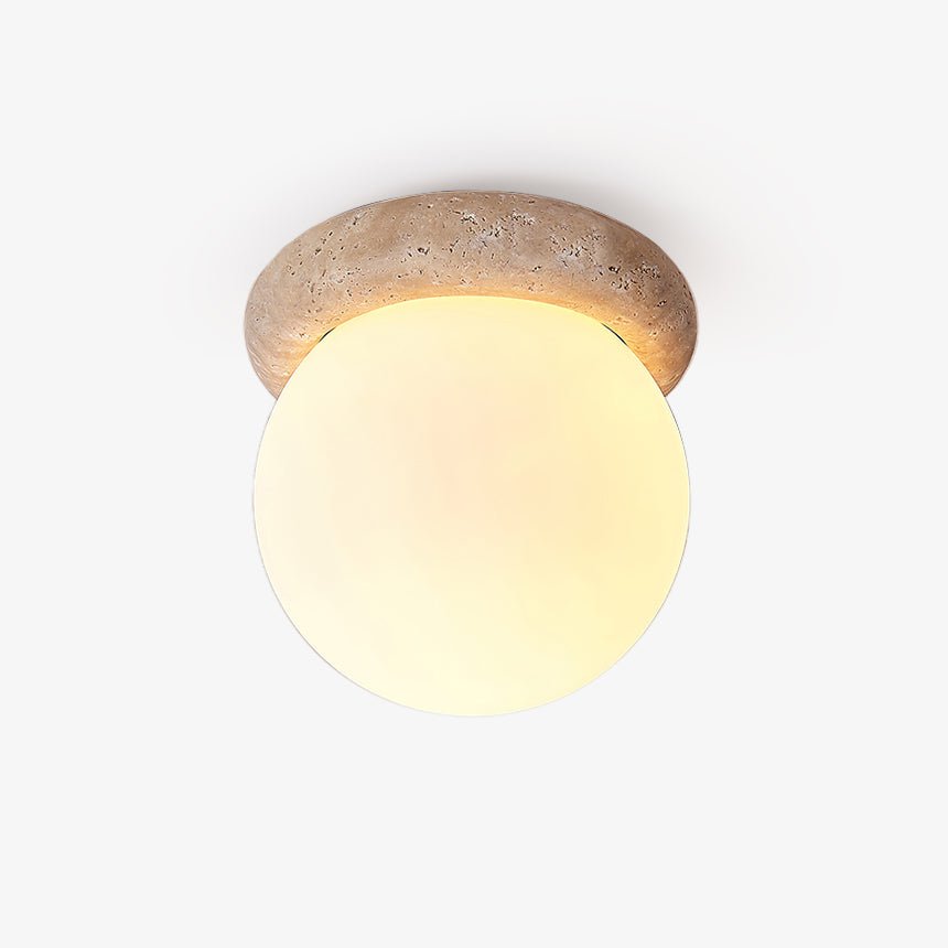 Colaeiel Disc-Globe Travertine Ceiling Light-Neutral Decor
