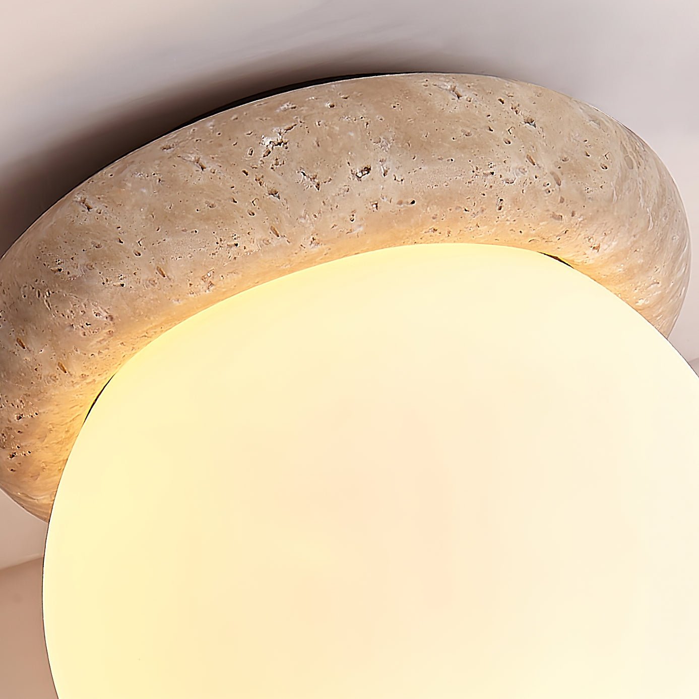 Colaeiel Disc-Globe Travertine Ceiling Light-Neutral Decor
