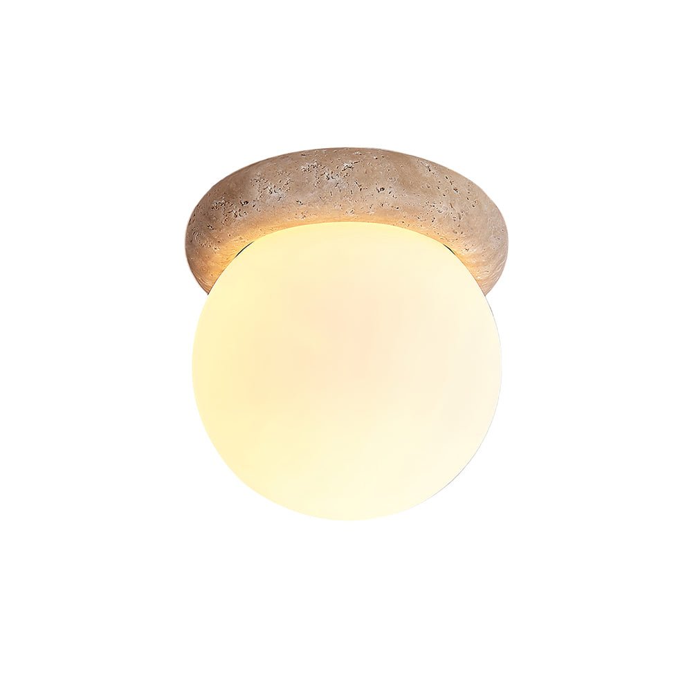 Colaeiel Disc-Globe Travertine Ceiling Light-Neutral Decor