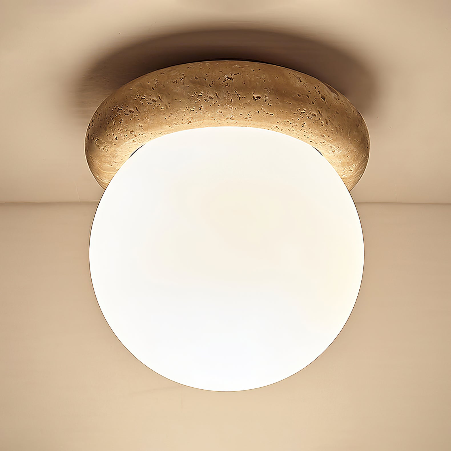 Colaeiel Disc-Globe Travertine Ceiling Light-Neutral Decor