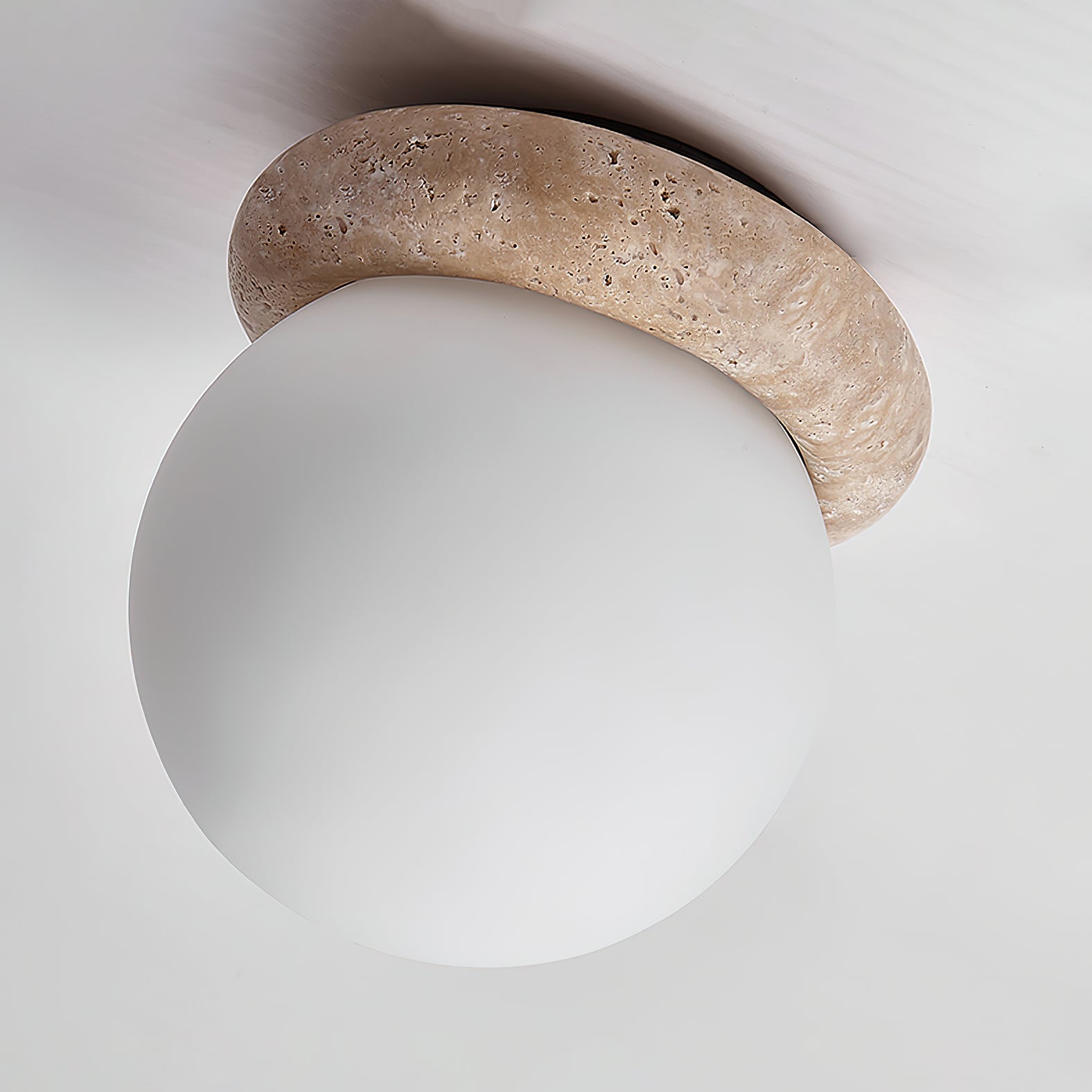 Colaeiel Disc-Globe Travertine Ceiling Light-Neutral Decor