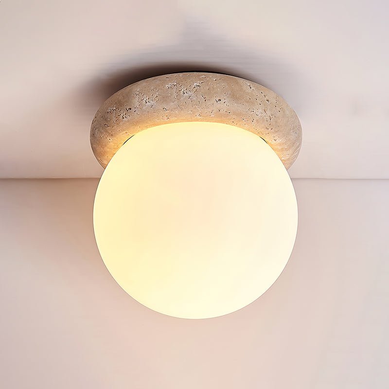 Colaeiel Disc-Globe Travertine Ceiling Light-Neutral Decor