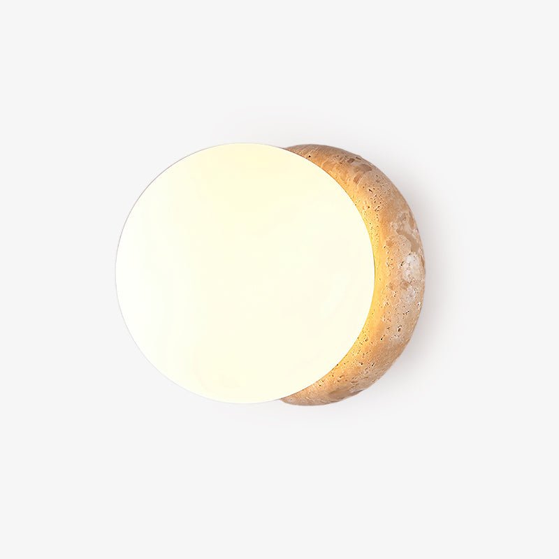 Caliror Round-Plate Travertine Wall Light-Neutral Decor