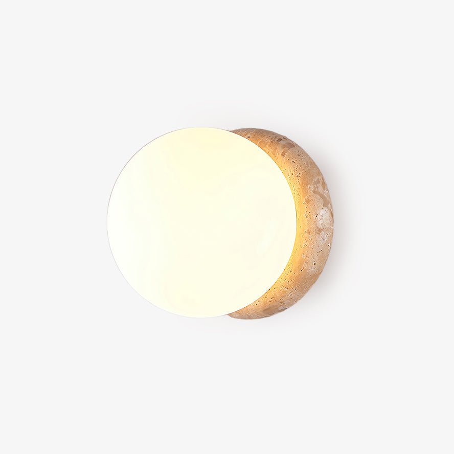 Caliror Round-Plate Travertine Wall Light-Neutral Decor