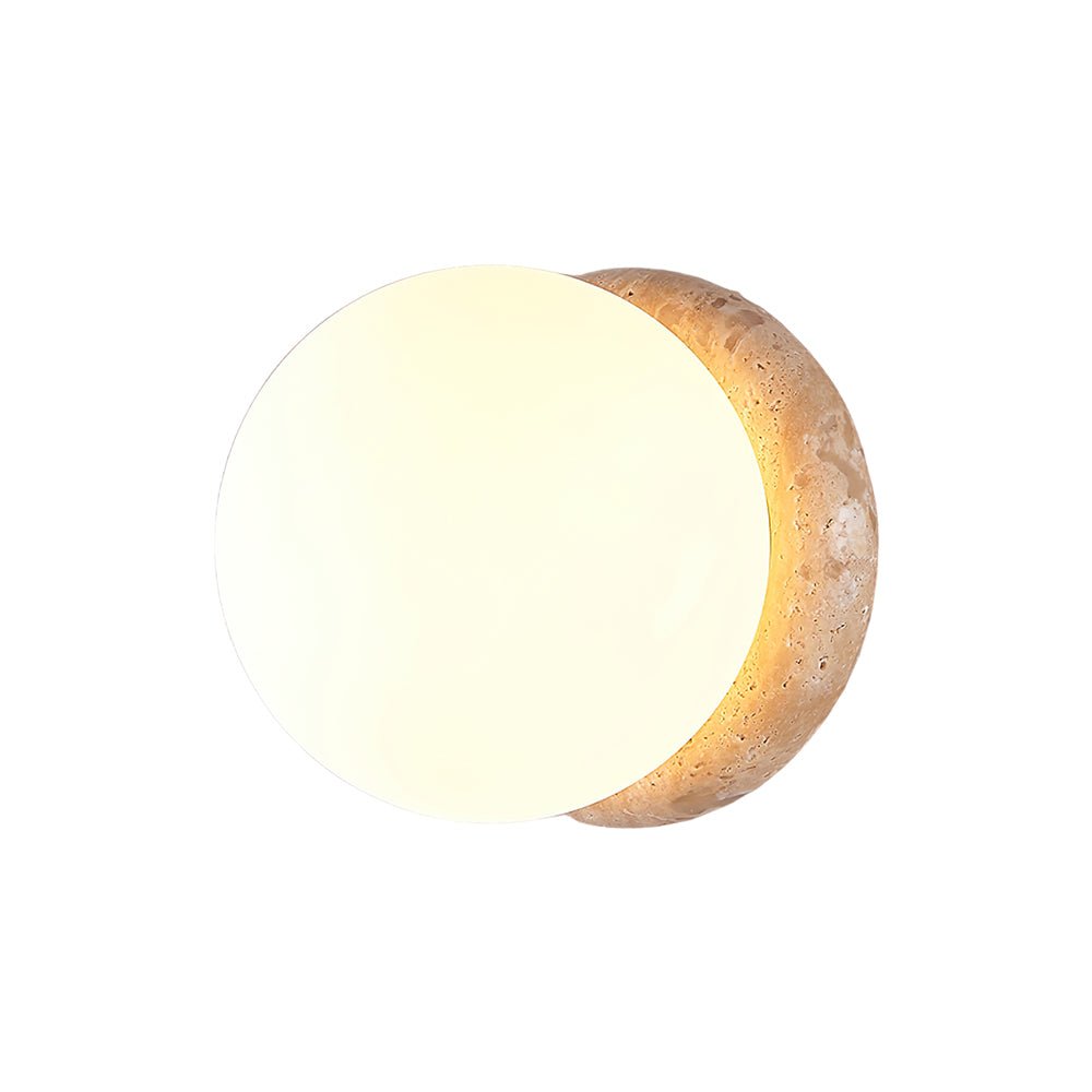 Caliror Round-Plate Travertine Wall Light-Neutral Decor