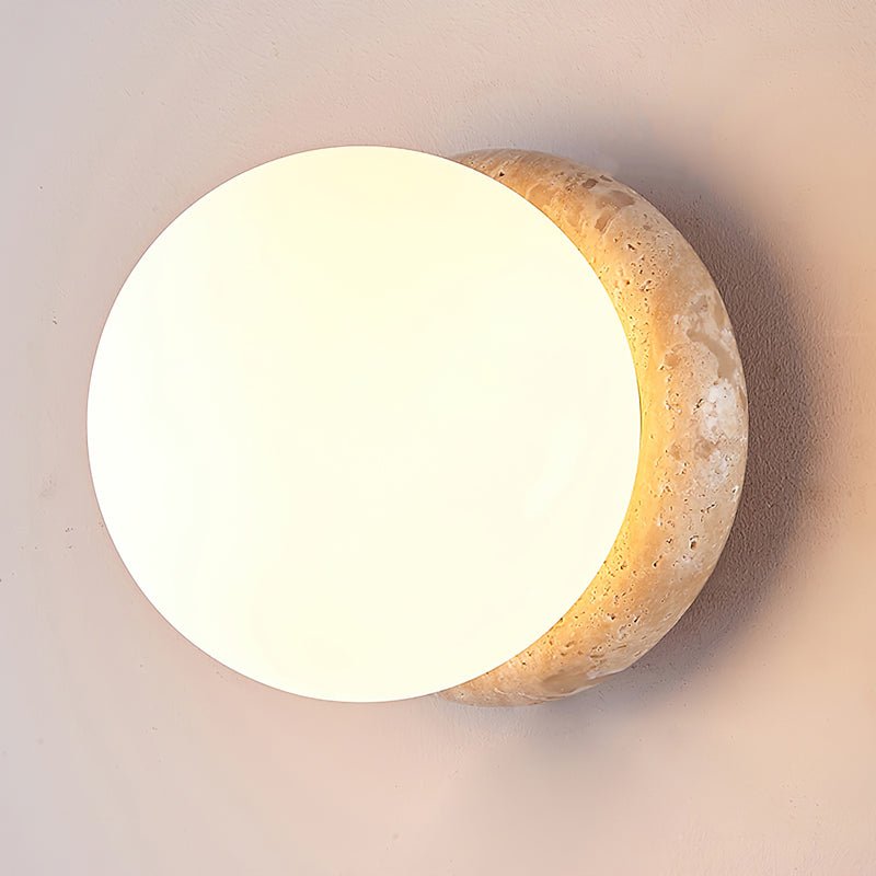 Caliror Round-Plate Travertine Wall Light-Neutral Decor
