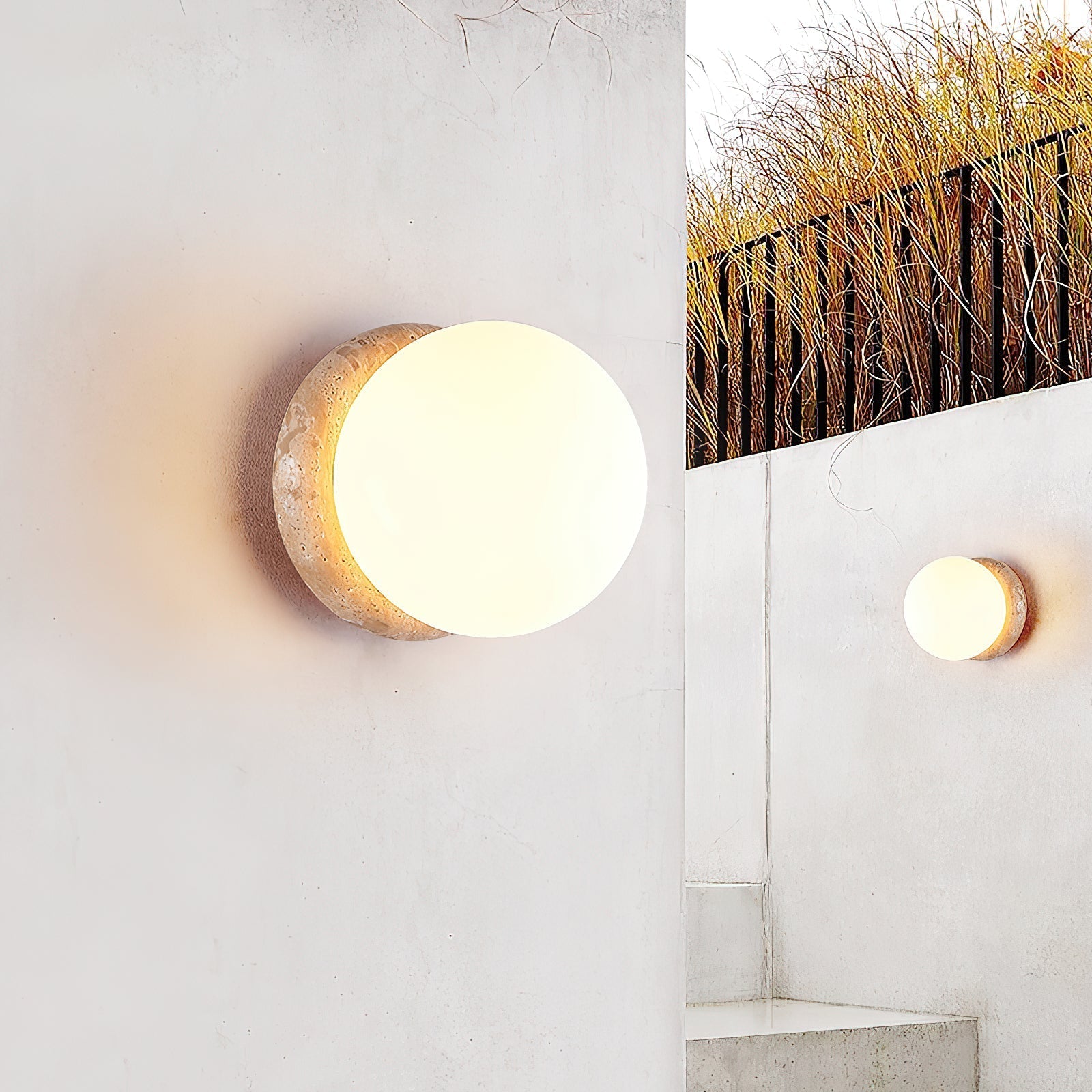Blikuvys Modern Minimalist Travertine Glass Wall Lamp