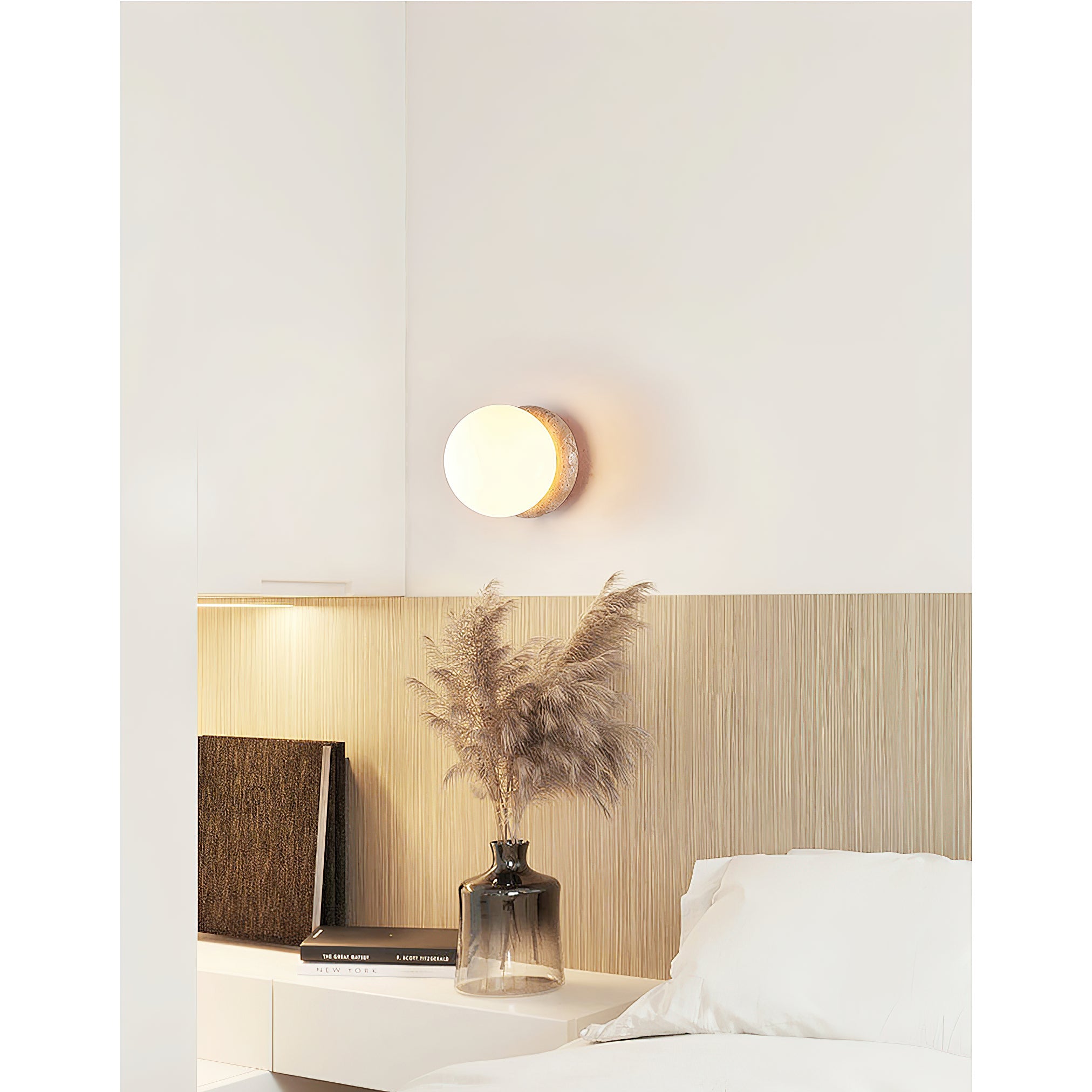 Blikuvys Modern Minimalist Travertine Glass Wall Lamp