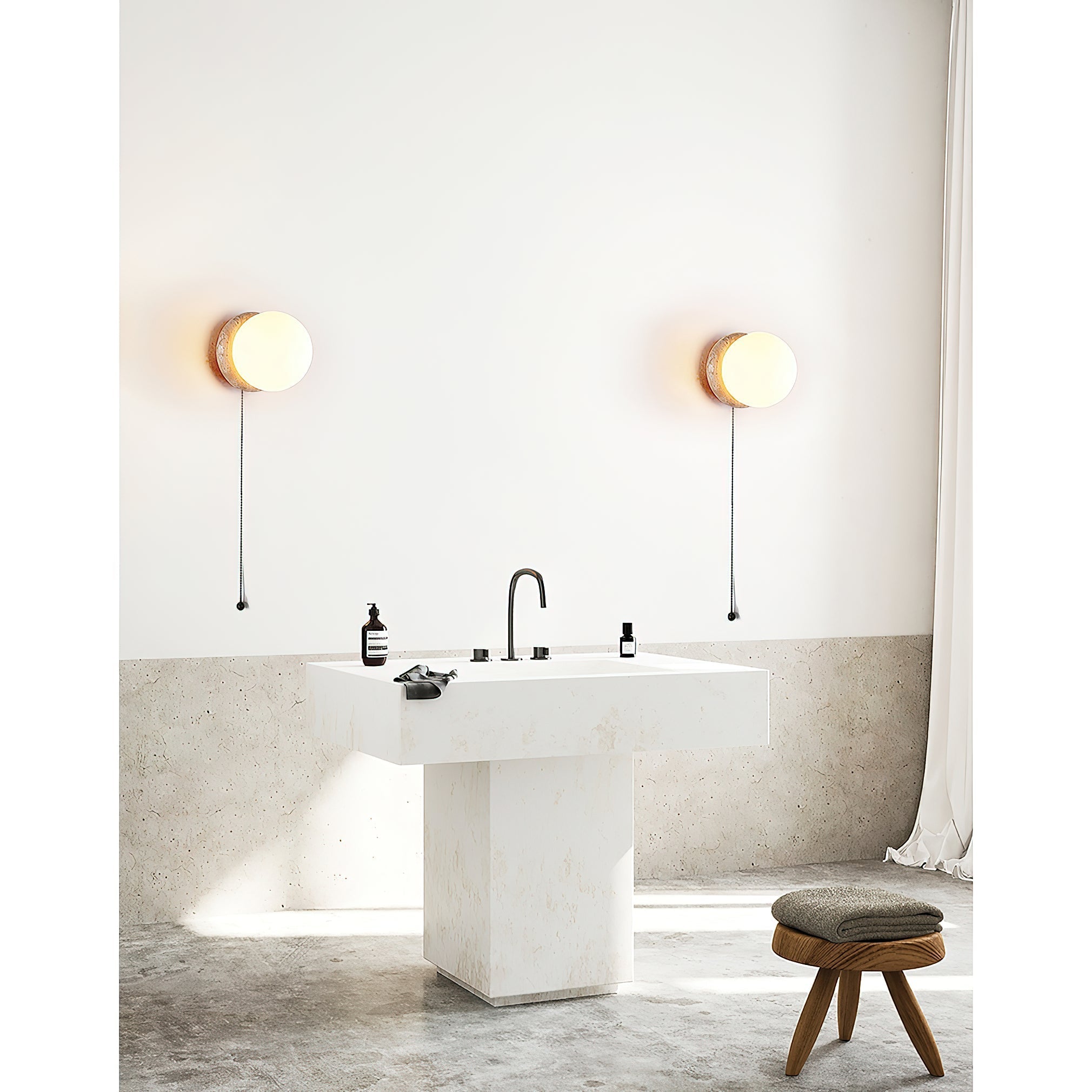 Blikuvys Modern Minimalist Travertine Glass Wall Lamp