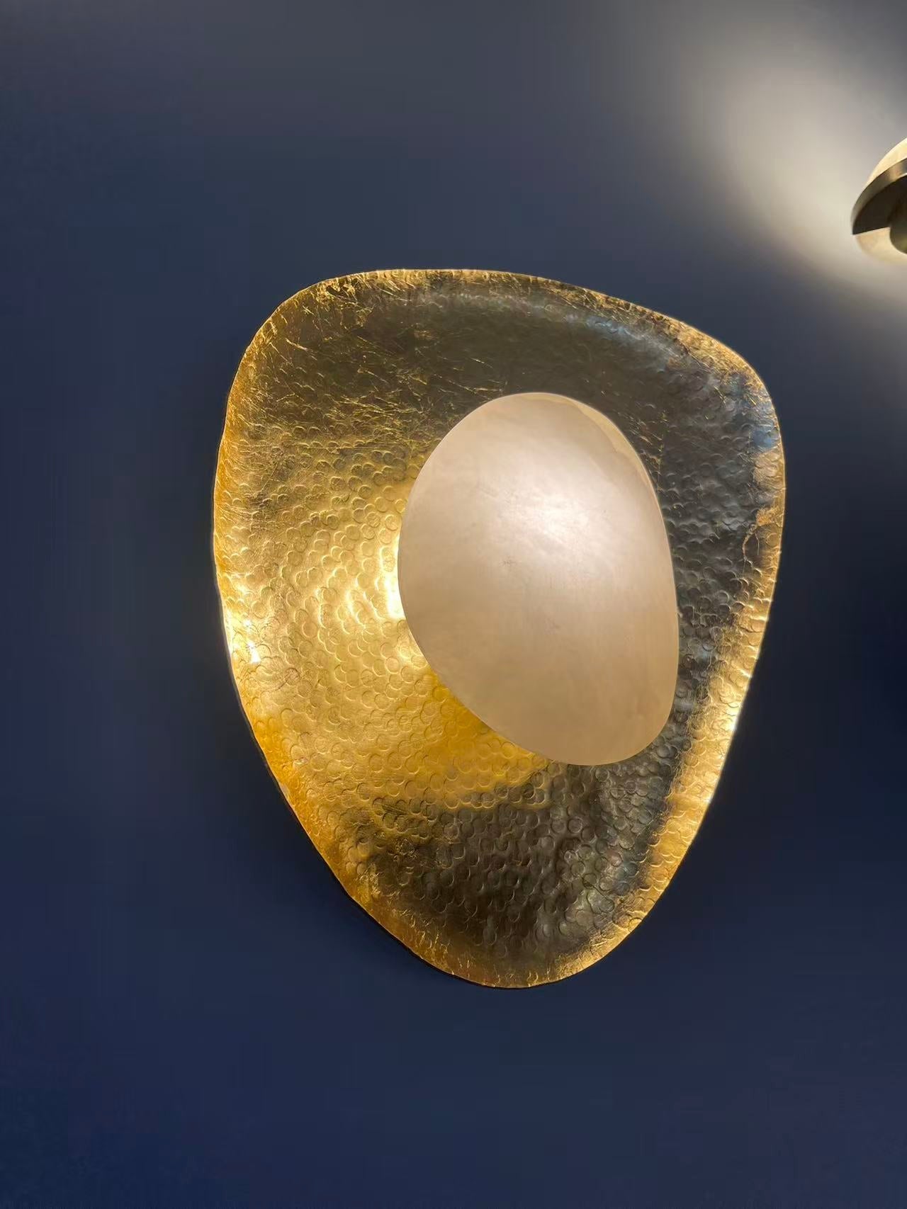Top-down view showcasing the lotus leaf design of the alabaster shade.