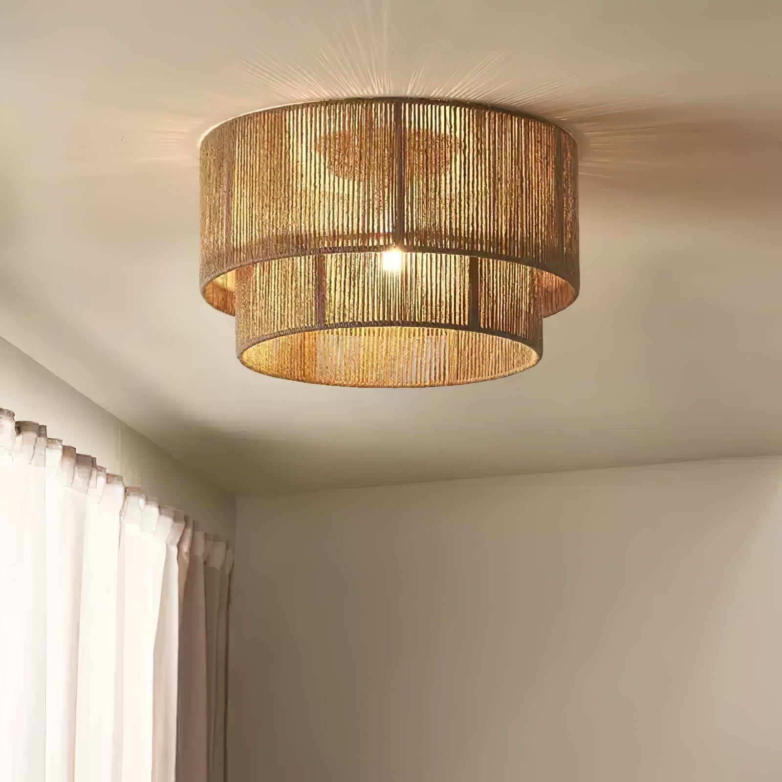 Cevynara Elegance Natural Woven Ceiling Lamp-Neutral Decor