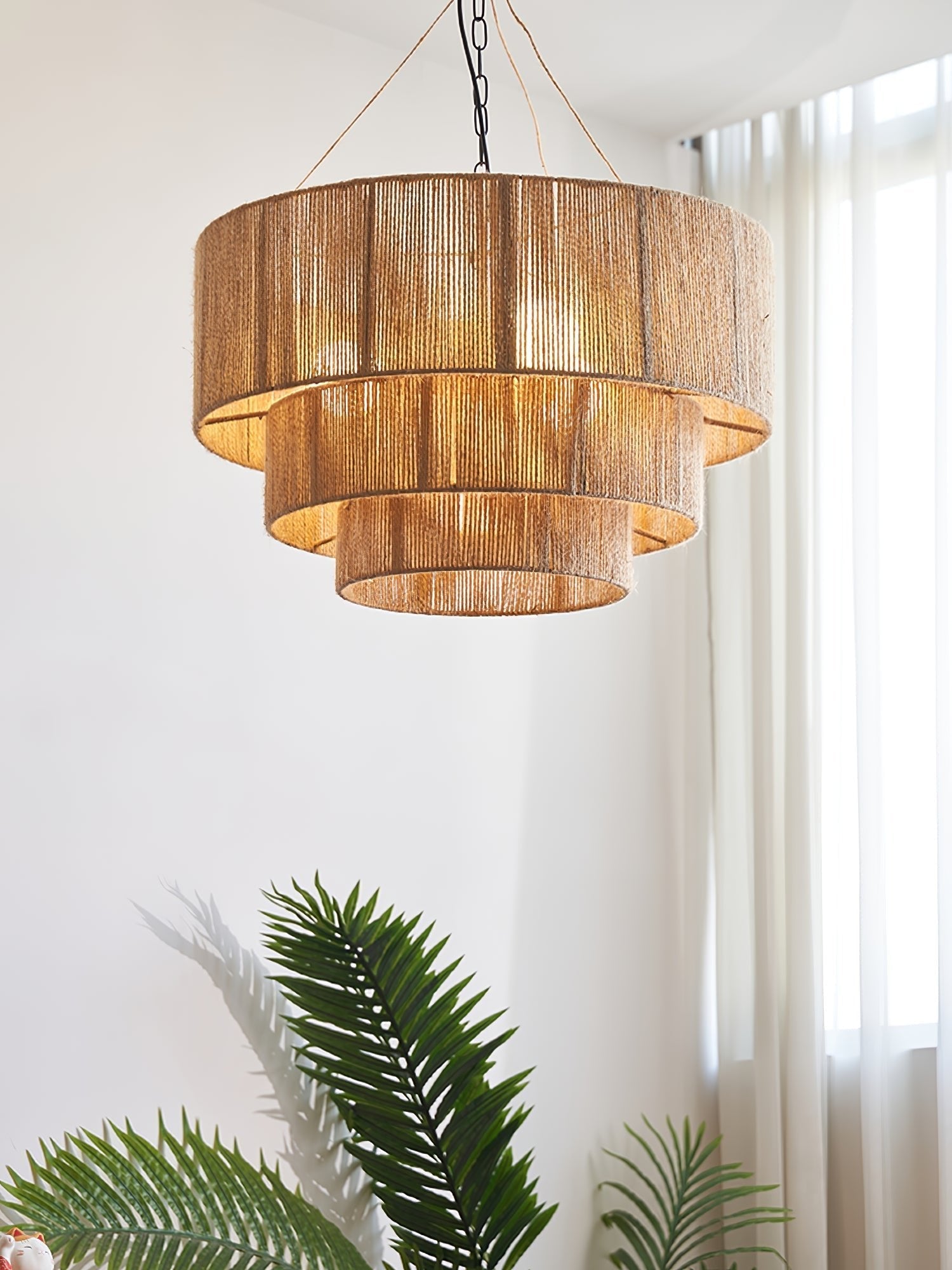 Cascade Rustic Jute Pendant Light-Neutral Decor